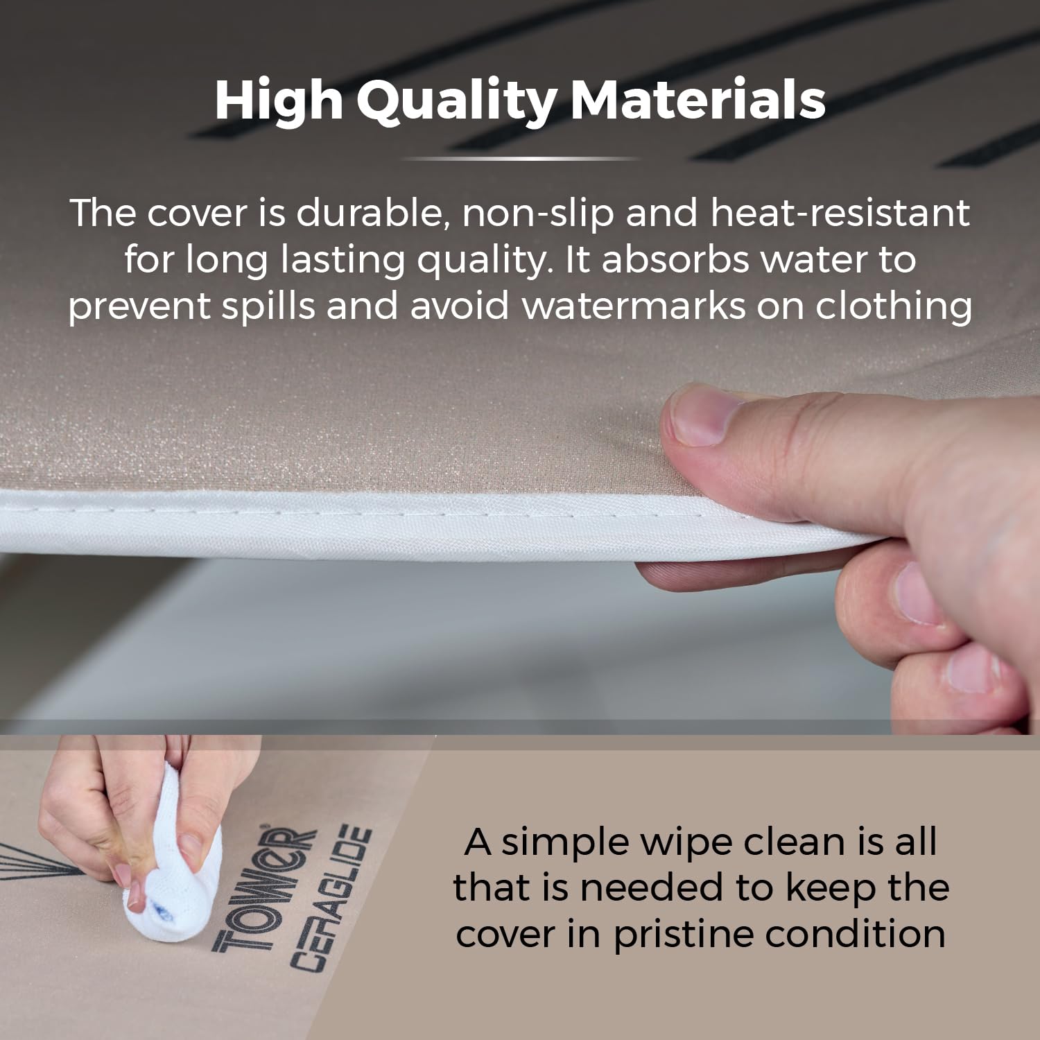 Tower Replacement Ironing Board Cover - Reflective Technology, 100% Cotton, Fitted Design for Large Boards | Latte 5