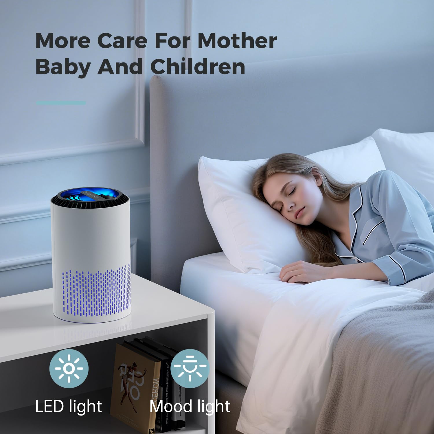 AROEVE Air Purifier for Bedroom and Home - H13 HEPA Filter | 22dB Sleep Mode | 7W Energy Star 7