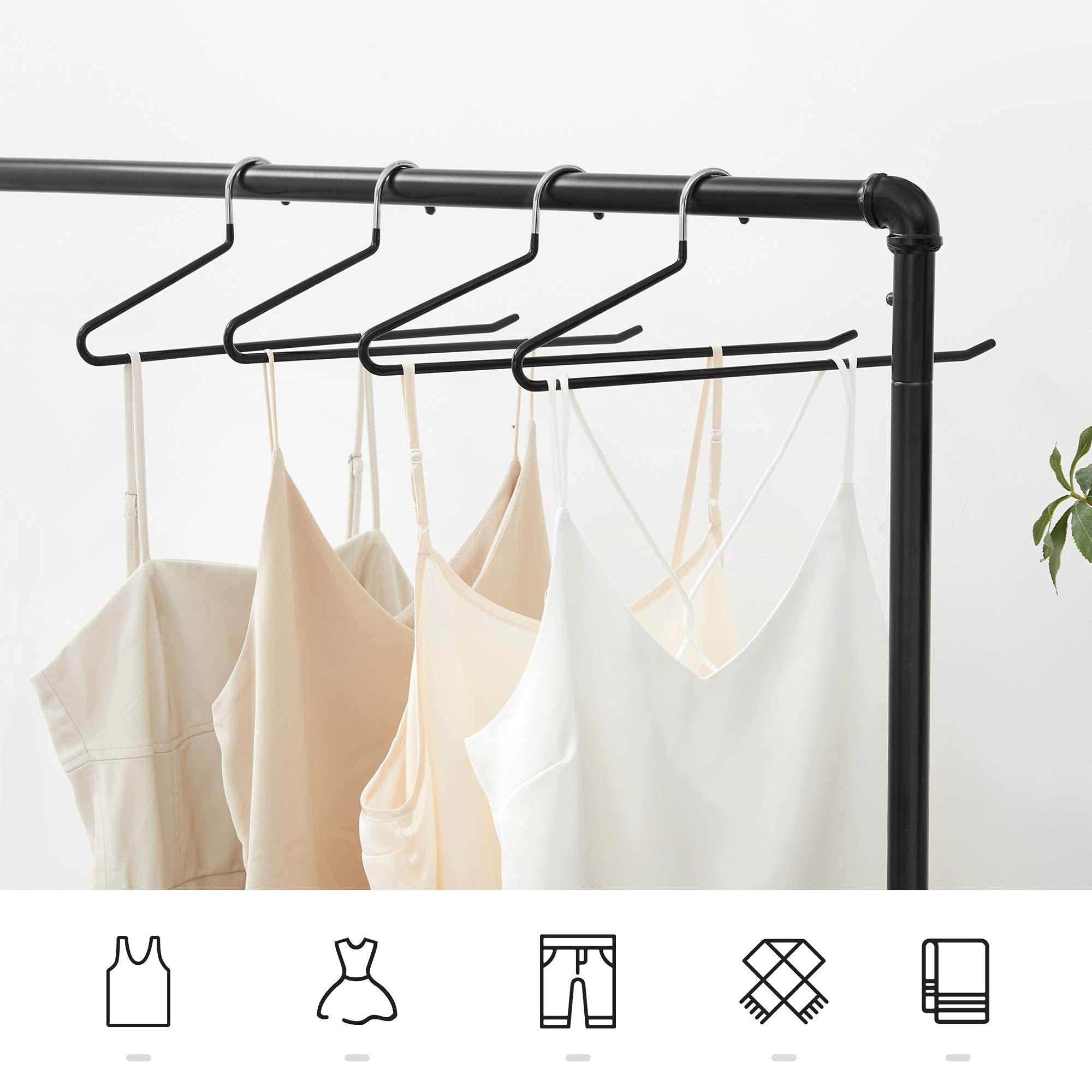 SONGMICS Trouser Hangers - Set of 20 Metal Slack Hangers, Chrome-plated, Non-Slip, 38 cm Black CRI004-20 3