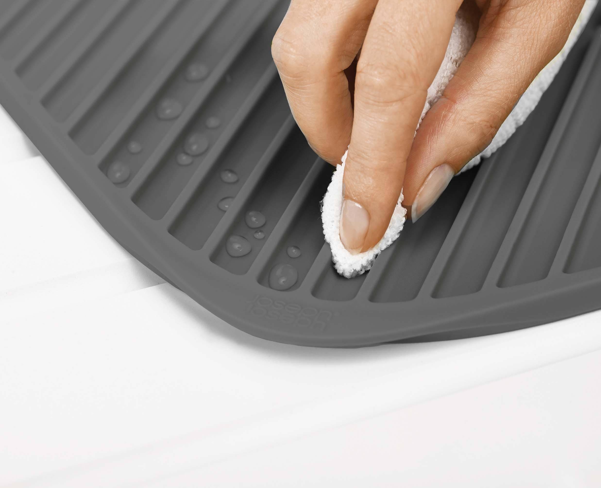 Joseph Joseph Flume Folding Dish Drainer Mat - Large Grey Silicone | Easy Sink Draining 6