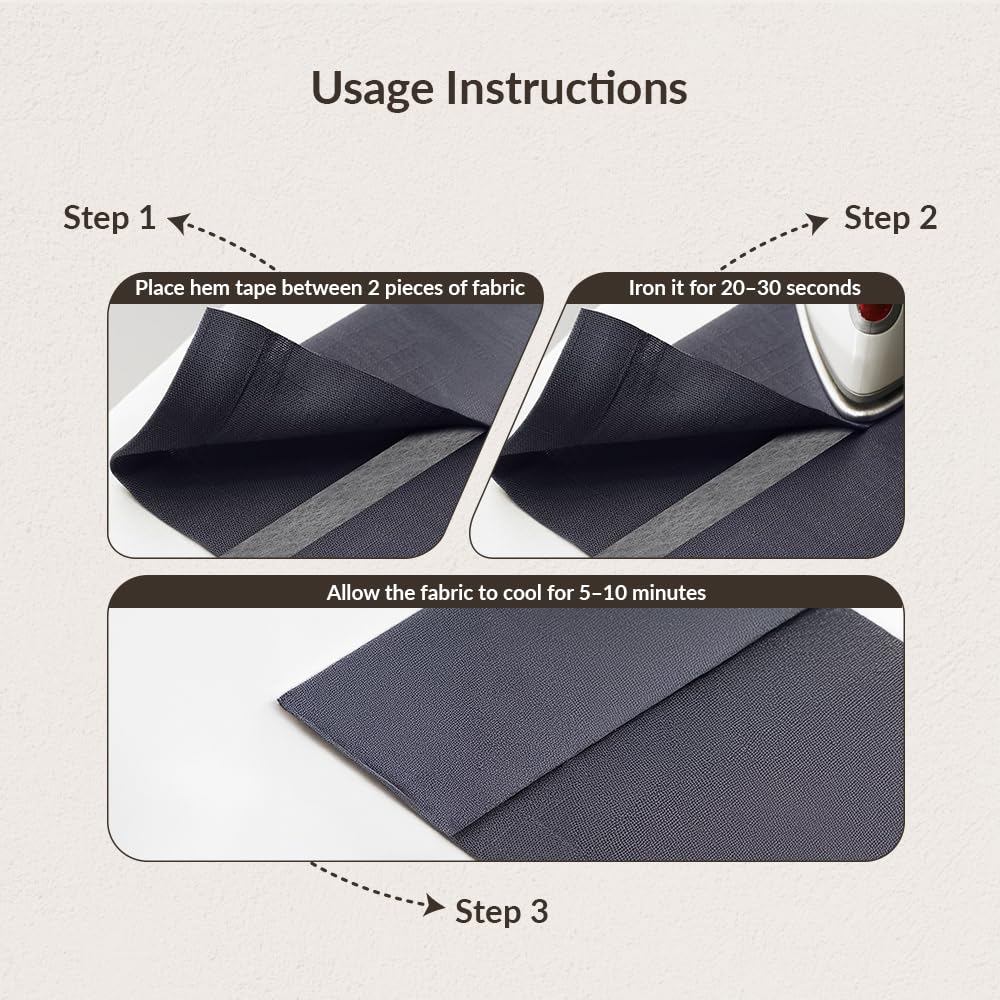 ARVO Iron On Hemming Tape - 30m Long, 2cm Wide No-Sew Fabric Fix for Trousers & Curtains 4