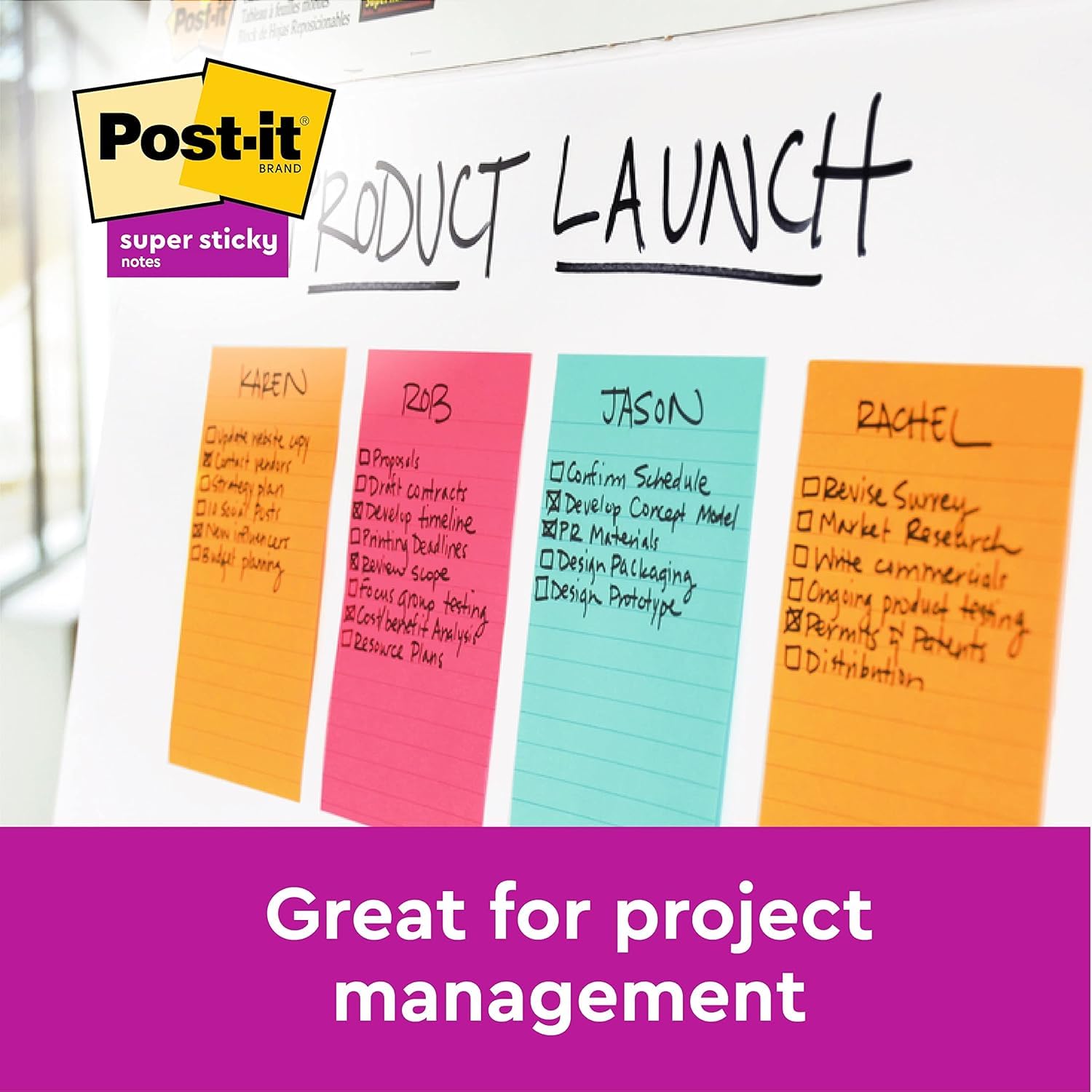 Post-it Super Sticky Lined Notes - Neptune Blue | 2x Sticking Power | 102 x 152 mm 2