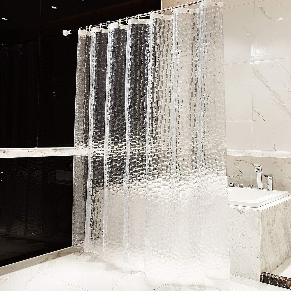 OTraki EVA Shower Curtain Liner - 200x200cm Waterproof, Semi-Sheer with 3D Effect & Rust-Proof Grommets 1
