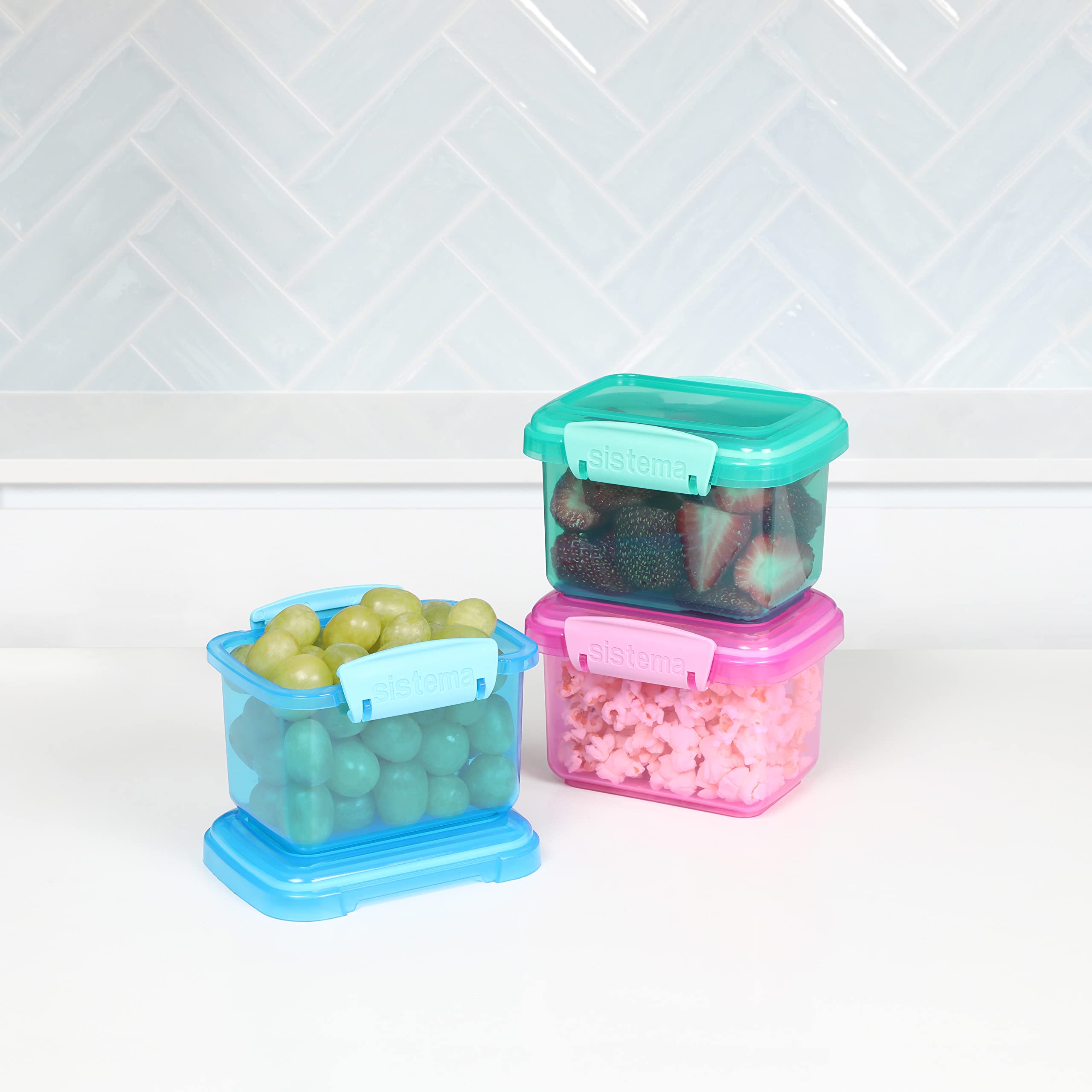 Sistema Snack Pots Food Storage Containers - 400 ml Capacity | 3 Count | Assorted Colours | BPA-Free 6
