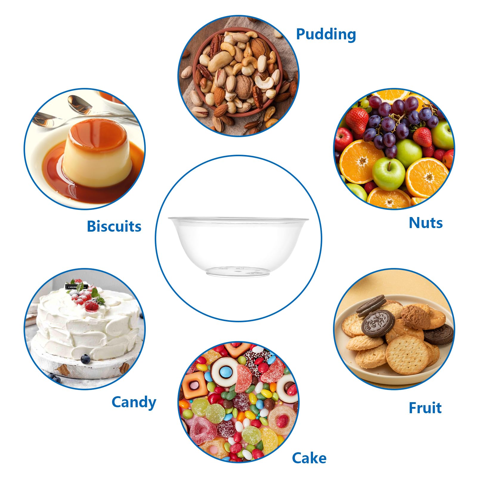 ASelected 50 Pcs Dessert Bowls - 190Ml Clear Hard Plastic | Stackable & Reusable 7