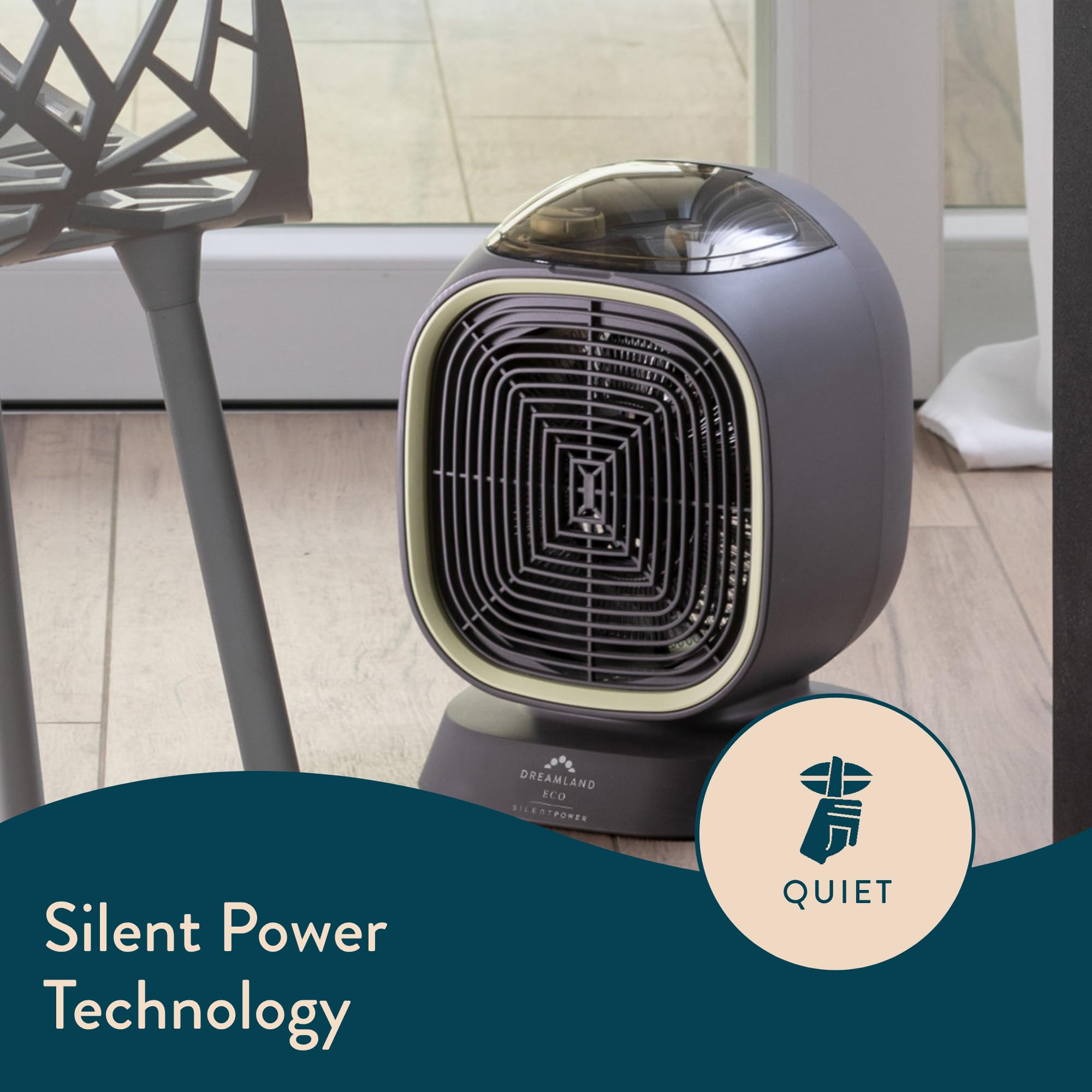 Dreamland Silent Power Eco Portable Electric Heater - 35% Energy Savings | IP21 Rated | Grey 3