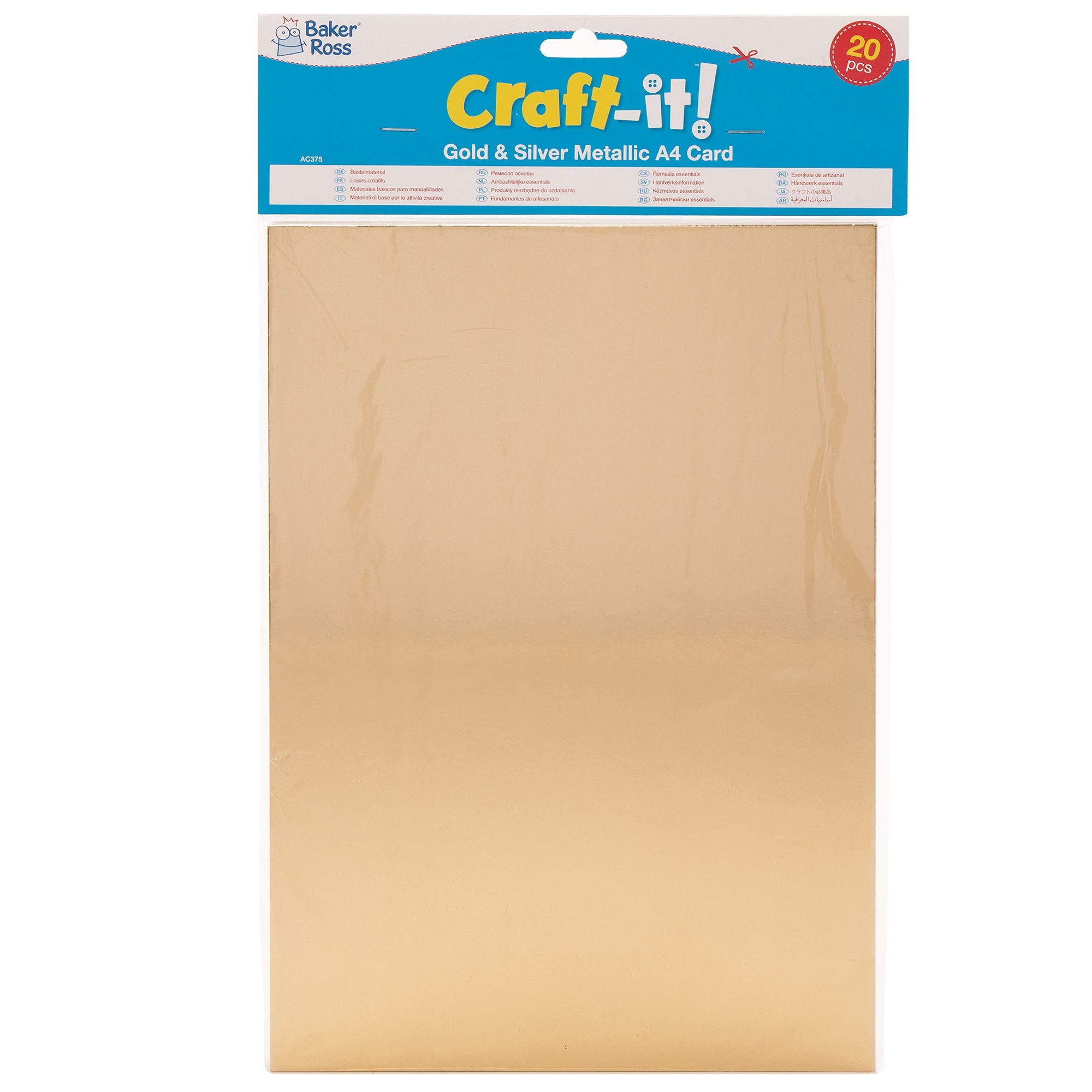 Baker Ross Metallic Card Stock - A4 Gold & Silver 250gsm Craft Paper | Pack of 20 6