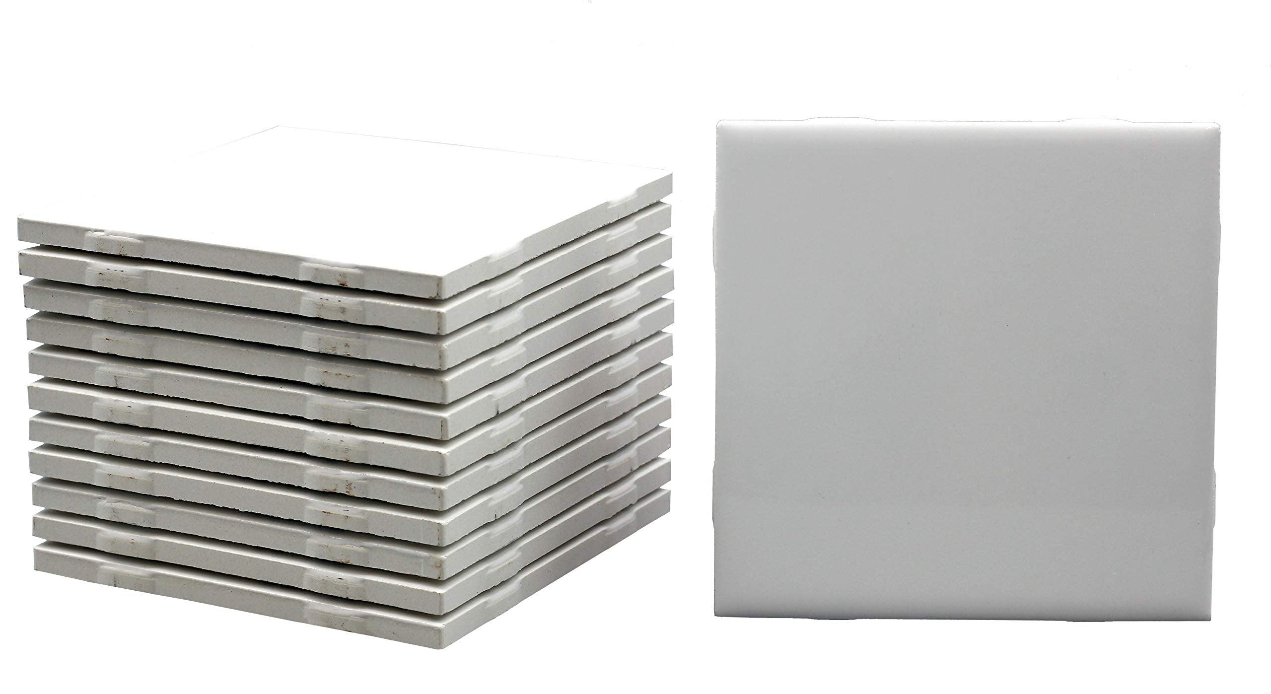 Creative Hobbies 12 Pack Glossy White Glazed Ceramic Tiles 4.25 x 4.25 Inch for Alcohol Ink 2