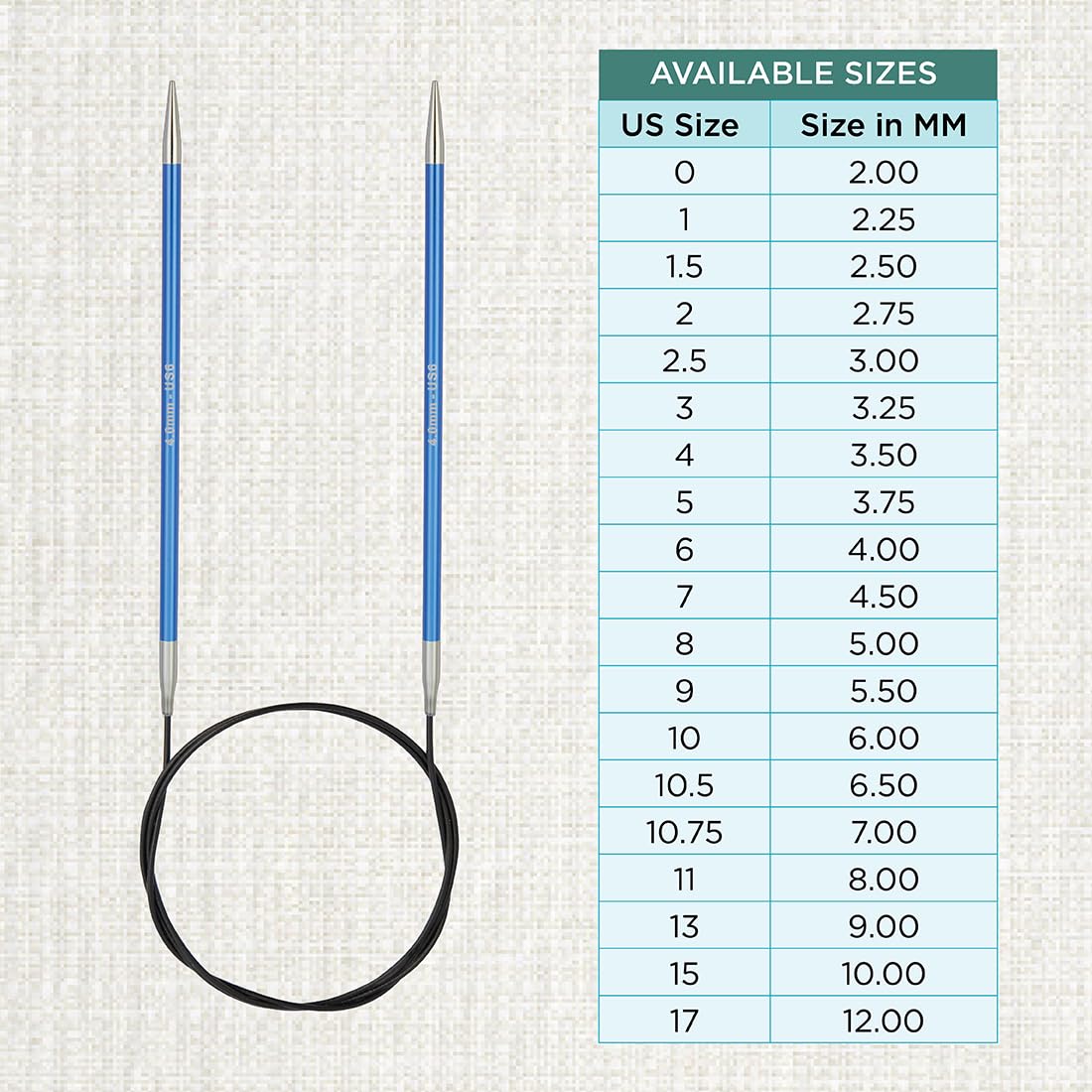 KNITPRO Zing Fixed Circular Knitting Needles - 60cm Length, 4.00mm (Blue) | Lightweight Aluminium 4