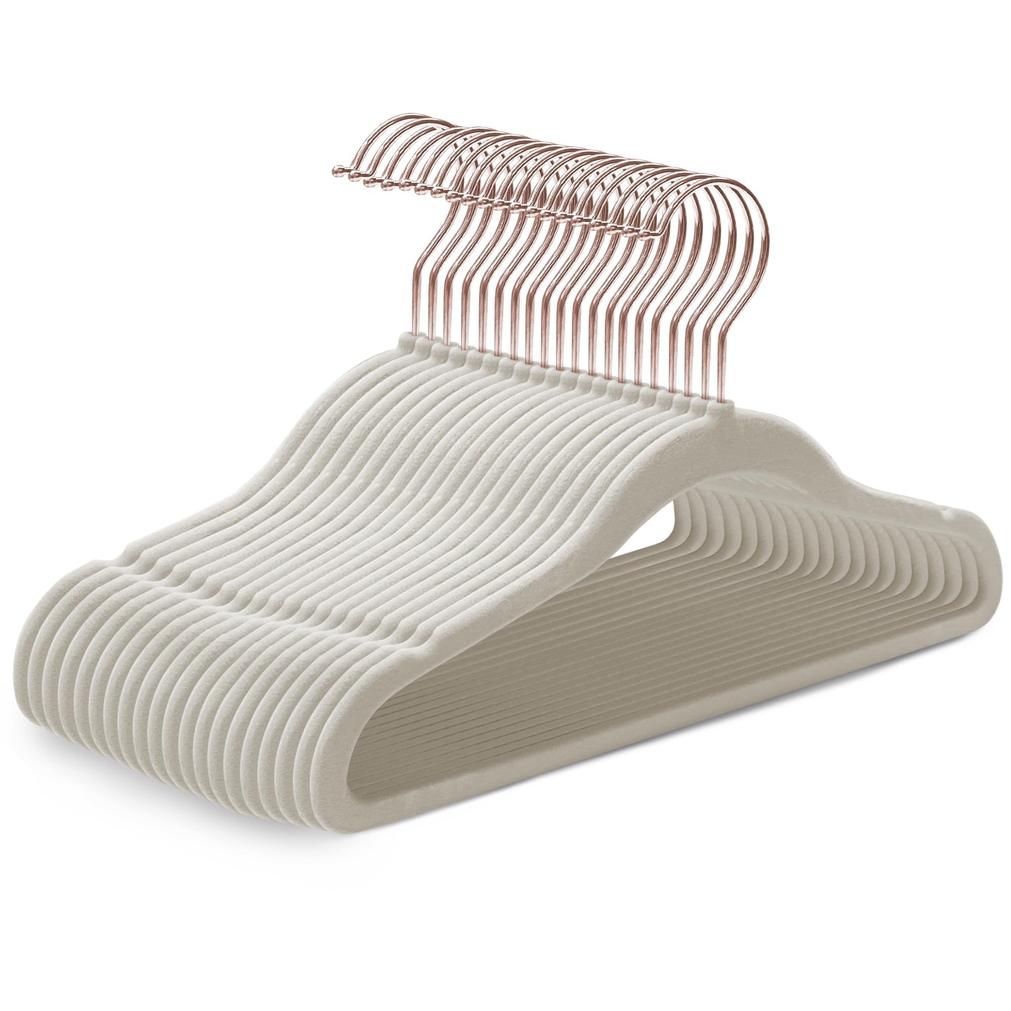 kidoola Velvet Baby Hangers - 20 Count for Newborn to 24 Months | Ivory/Rose Gold