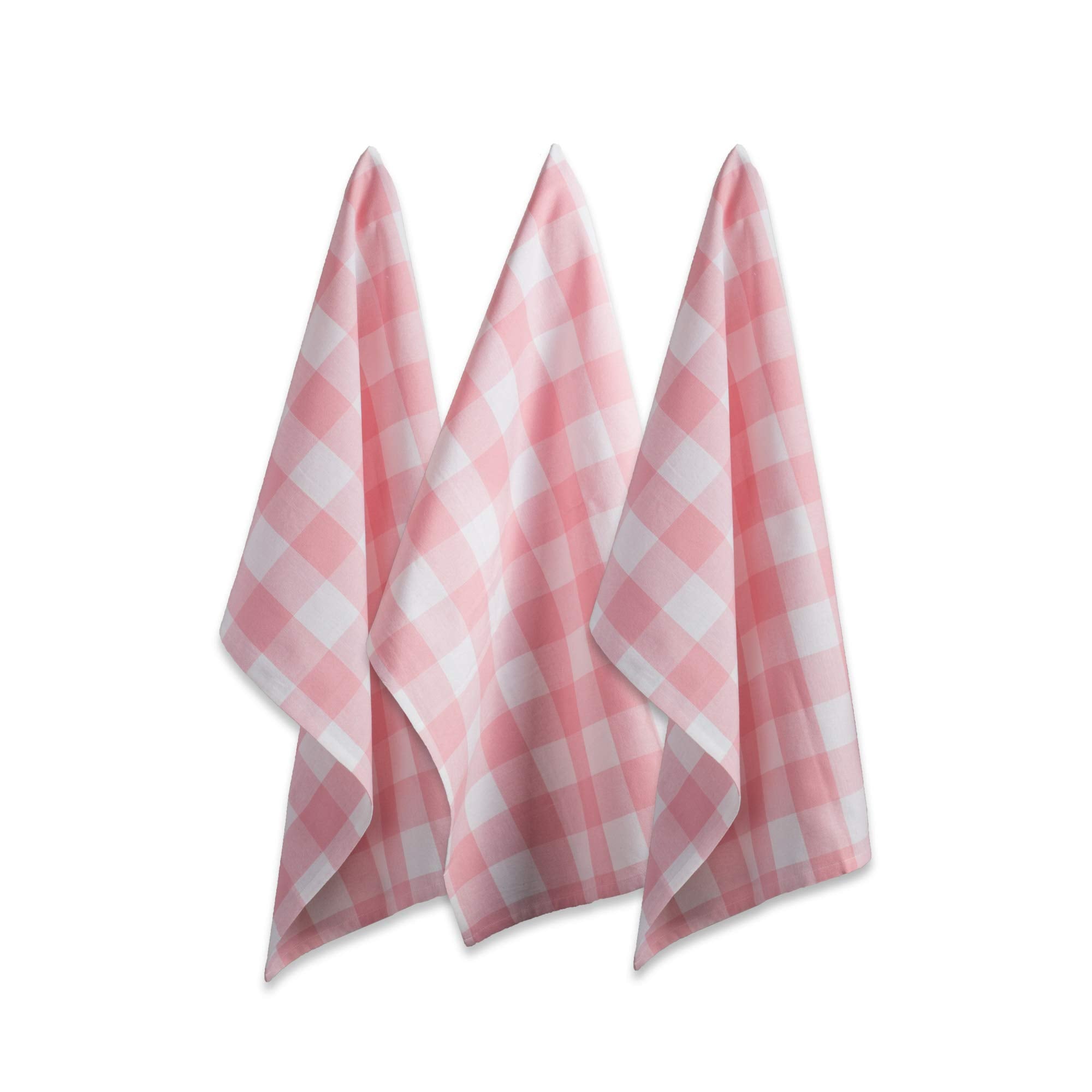 DII Buffalo Check Kitchen Collection Dishtowel Set - Pink & White | 20x30 Inches | 3 Pack 1
