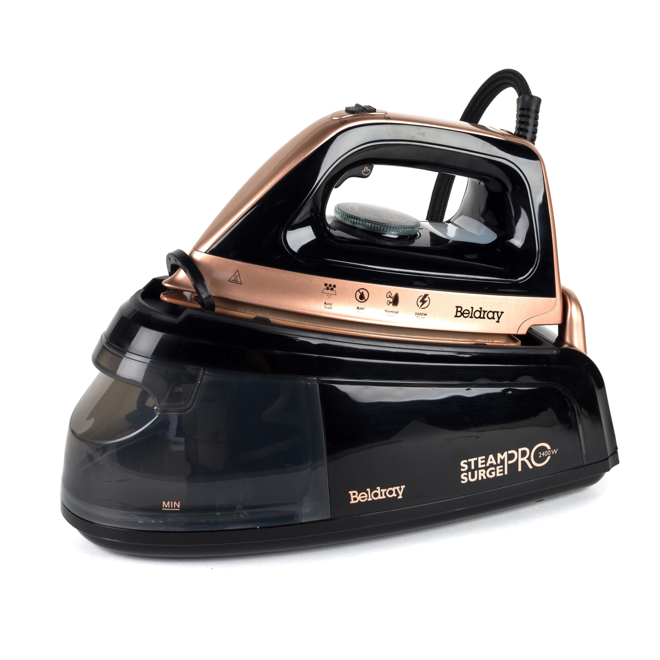 Beldray Steam Surge Pro Steam Generator Iron - 2400W Power | 2L Detachable Tank | Rose Gold