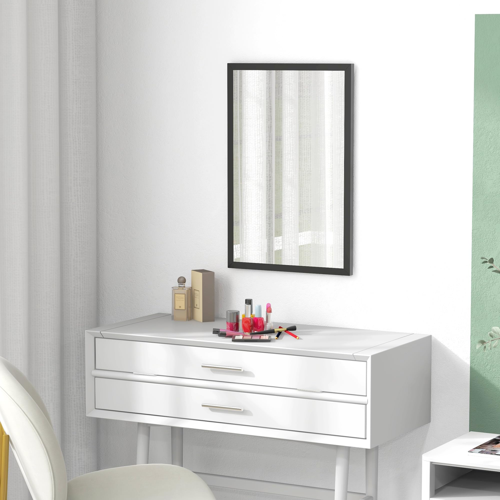 HOMCOM Decorative Rectangular Wall Mirror - 60 x 40 cm | Black | Easy Horizontal/Vertical Mount 8