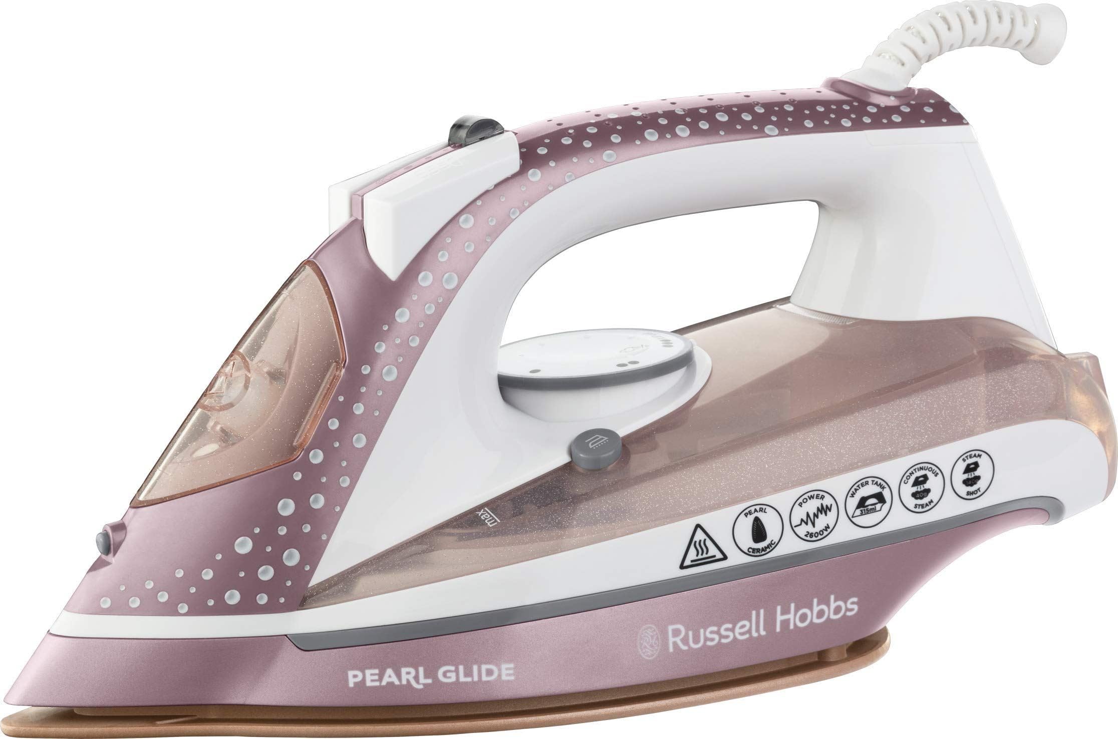 Russell Hobbs Pearl Glide Steam Iron - Pearl Infused Ceramic Soleplate | 150g Steam Shot | Anti-Drip 1