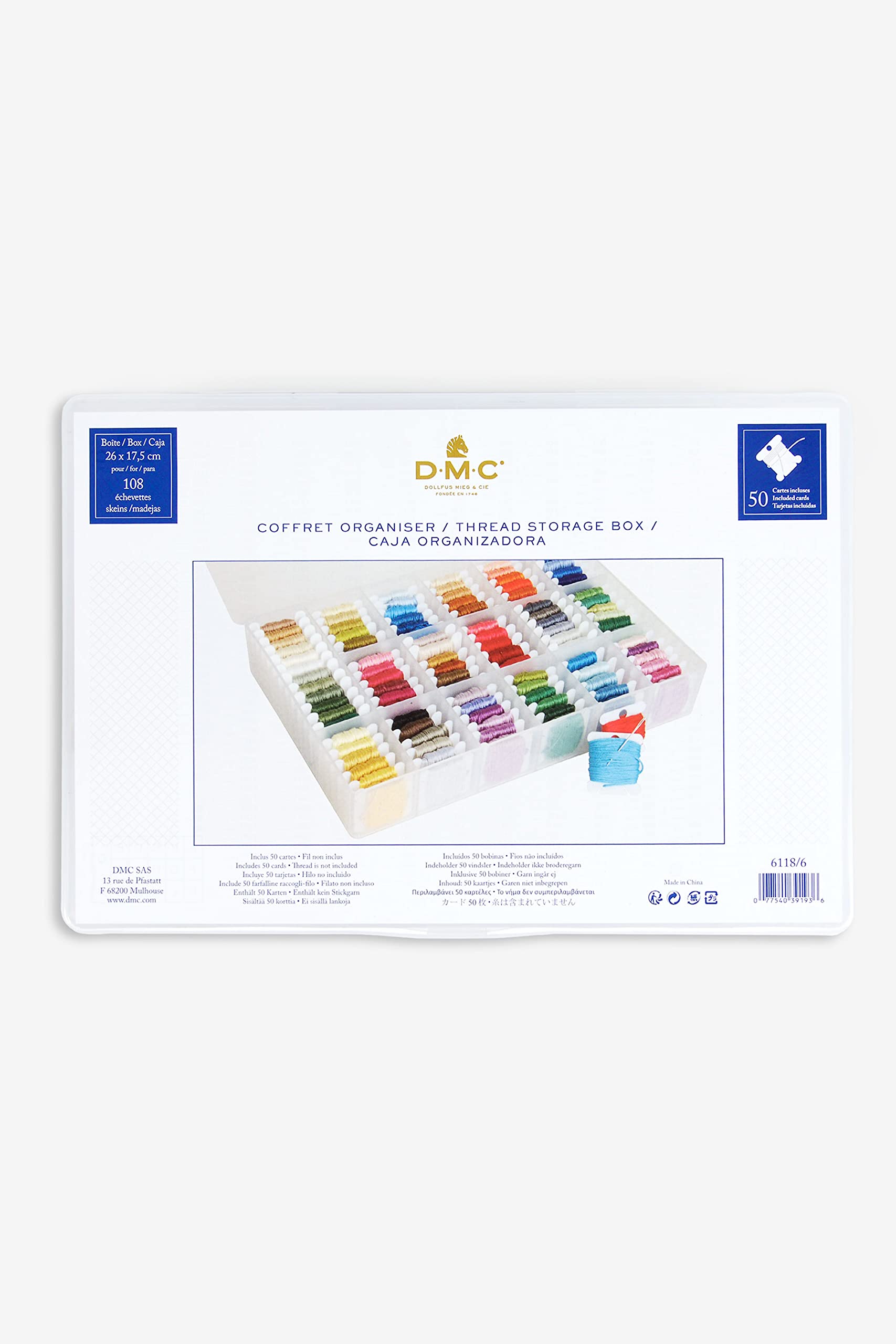 DMC Embroidery Thread Storage Box 6118/6 - Holds 100 Spindles | Includes 50 Empty Bobbins 1