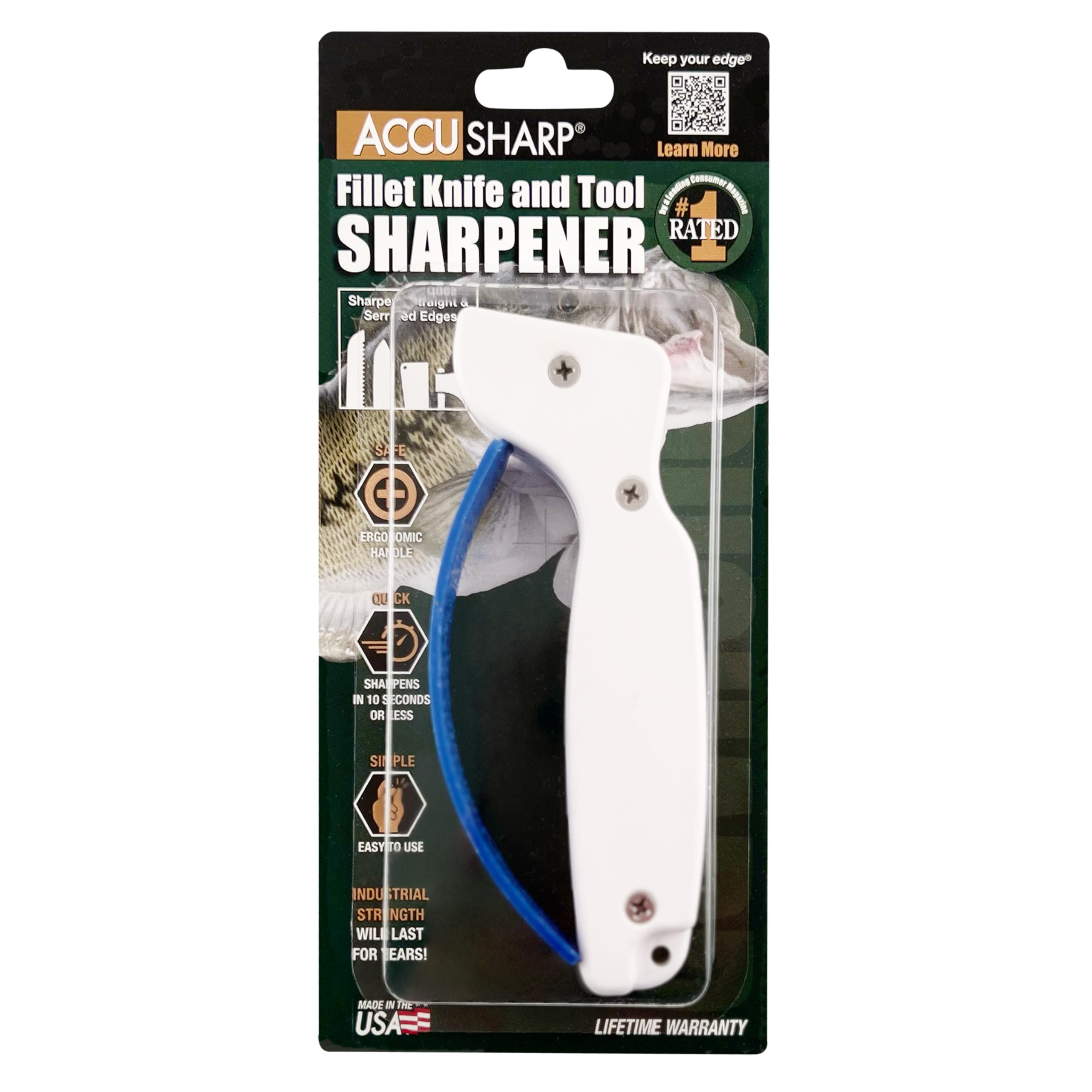 ACCUSHARP Fillet Knife Sharpener - Diamond-Honed Tungsten Carbide | Made in USA 3