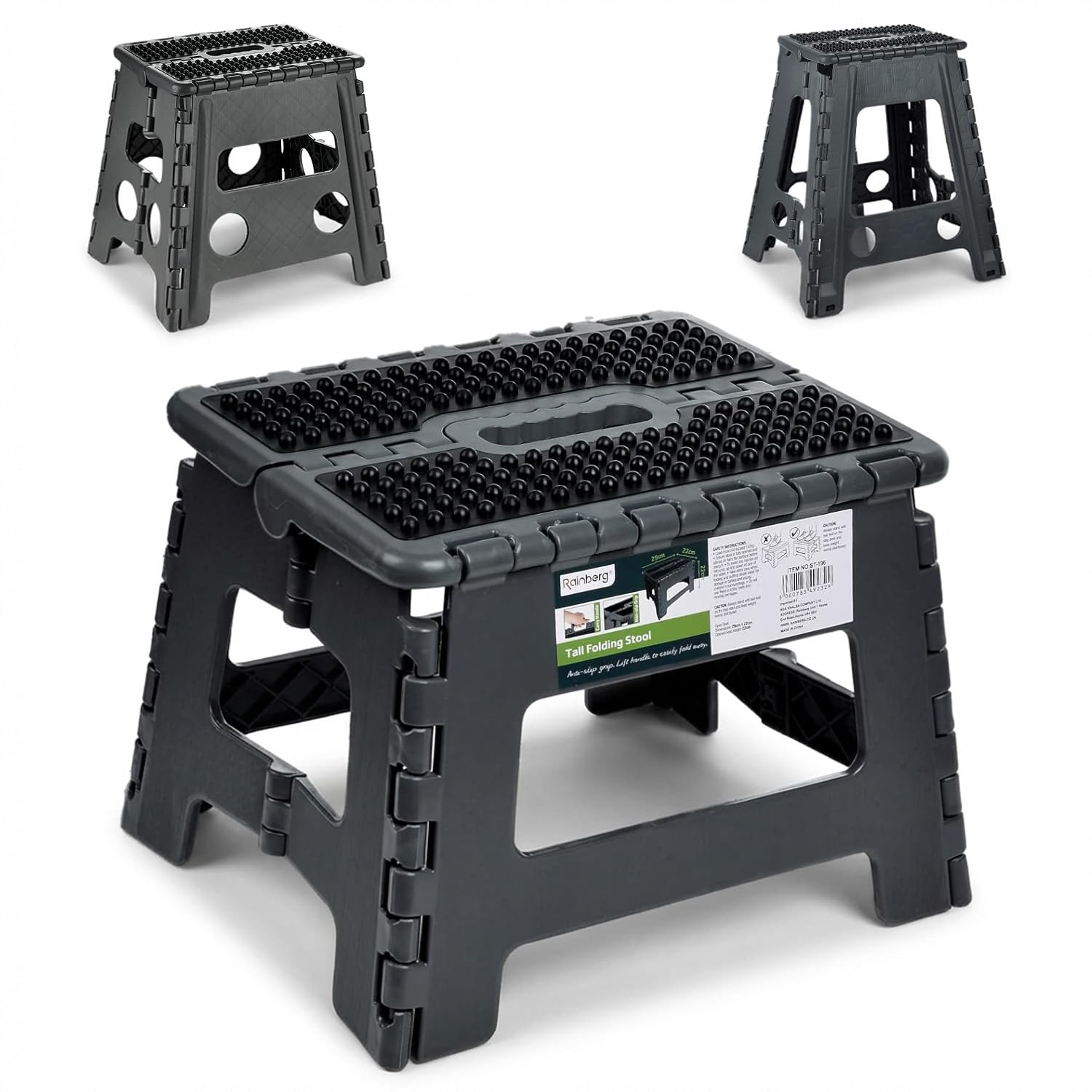 Rainberg Folding Step Stool - Small 9 Inch | Supports up to 150kg | Anti-Slip Plastic 1