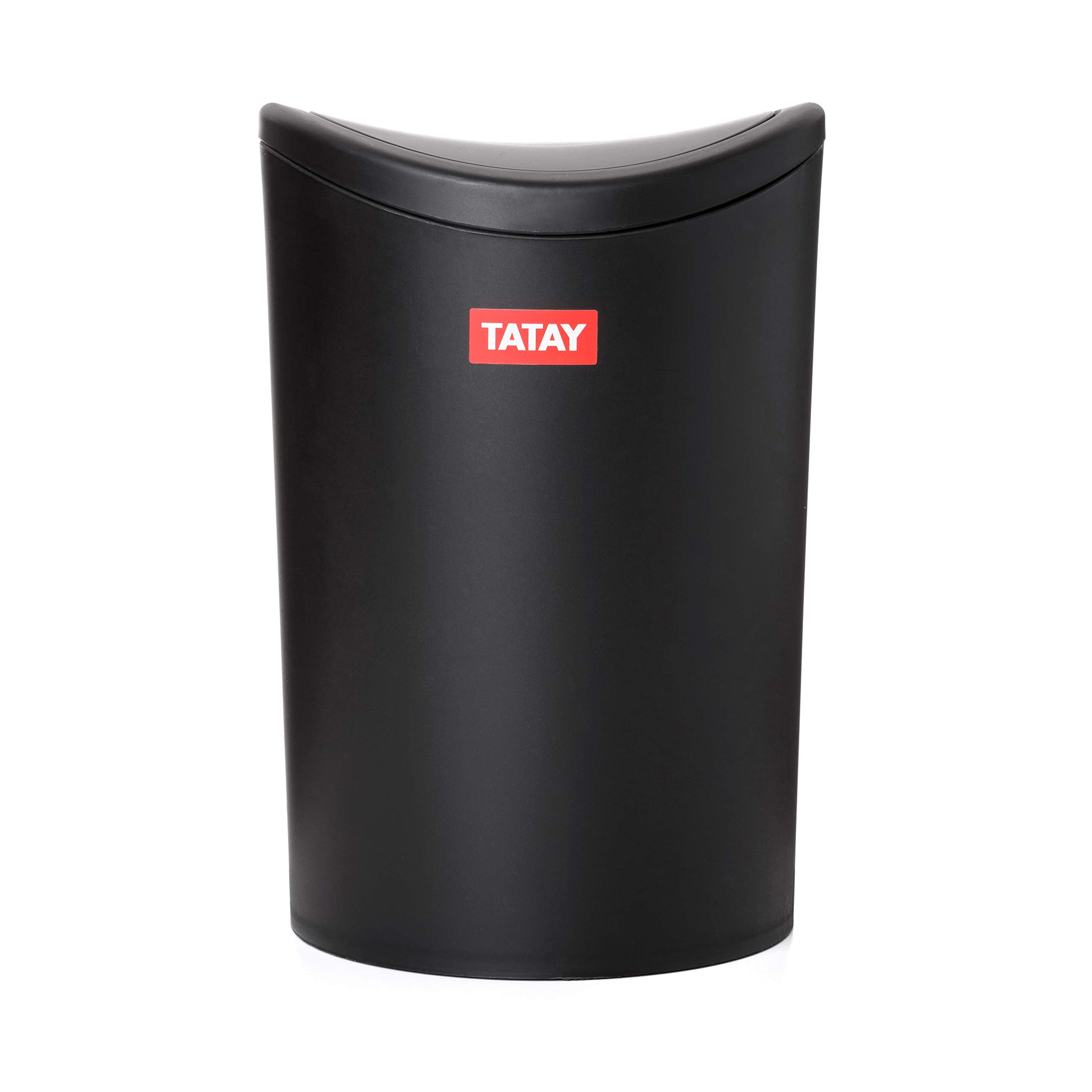 TATAY Bathroom Bin with Swing Lid | 6L Capacity | Compact 19x19x28 cm | Black Polypropylene 2