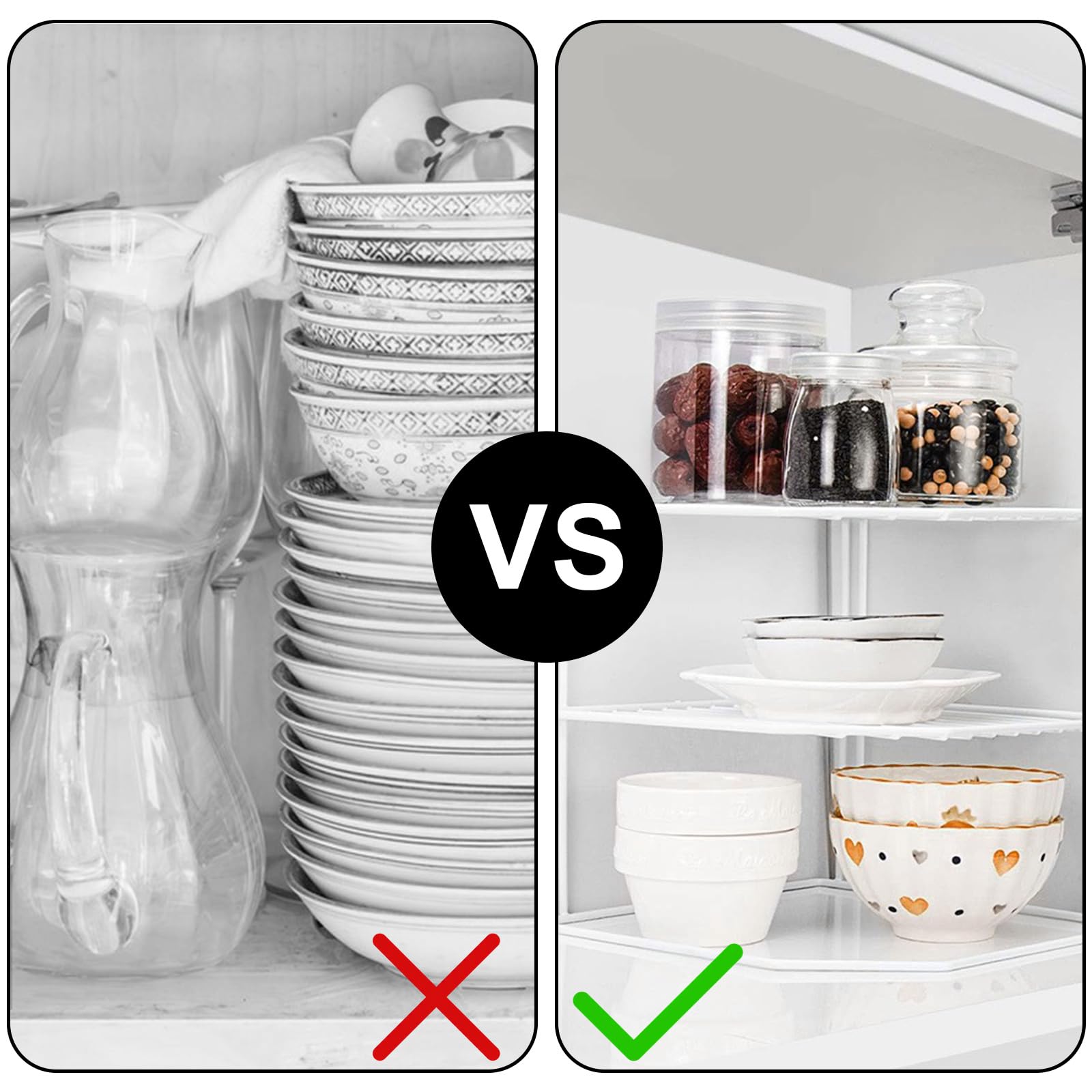 ASelected 3 Tier Corner Plate Rack for Kitchen Cabinets | Chrome-Plated Metal | 23x23x20cm 5