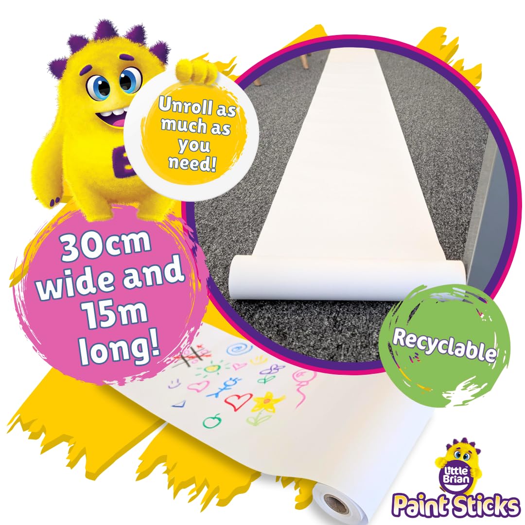 Little Brian Paint Sticks Paper Roll - 15m x 30cm for Travel & Art Activities | 70 GSM 4