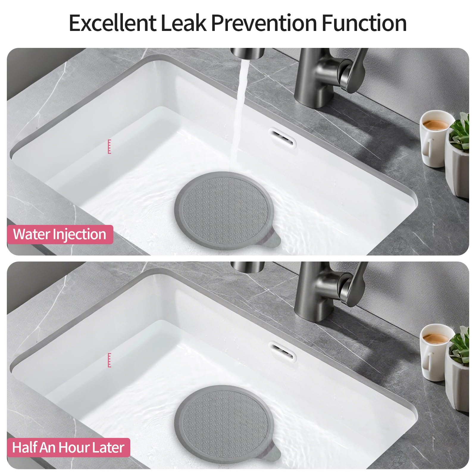 MOXYOY Silicone Bathtub Stopper - 18cm Universal Fit, Leak-Proof Seal, Gray+White 3