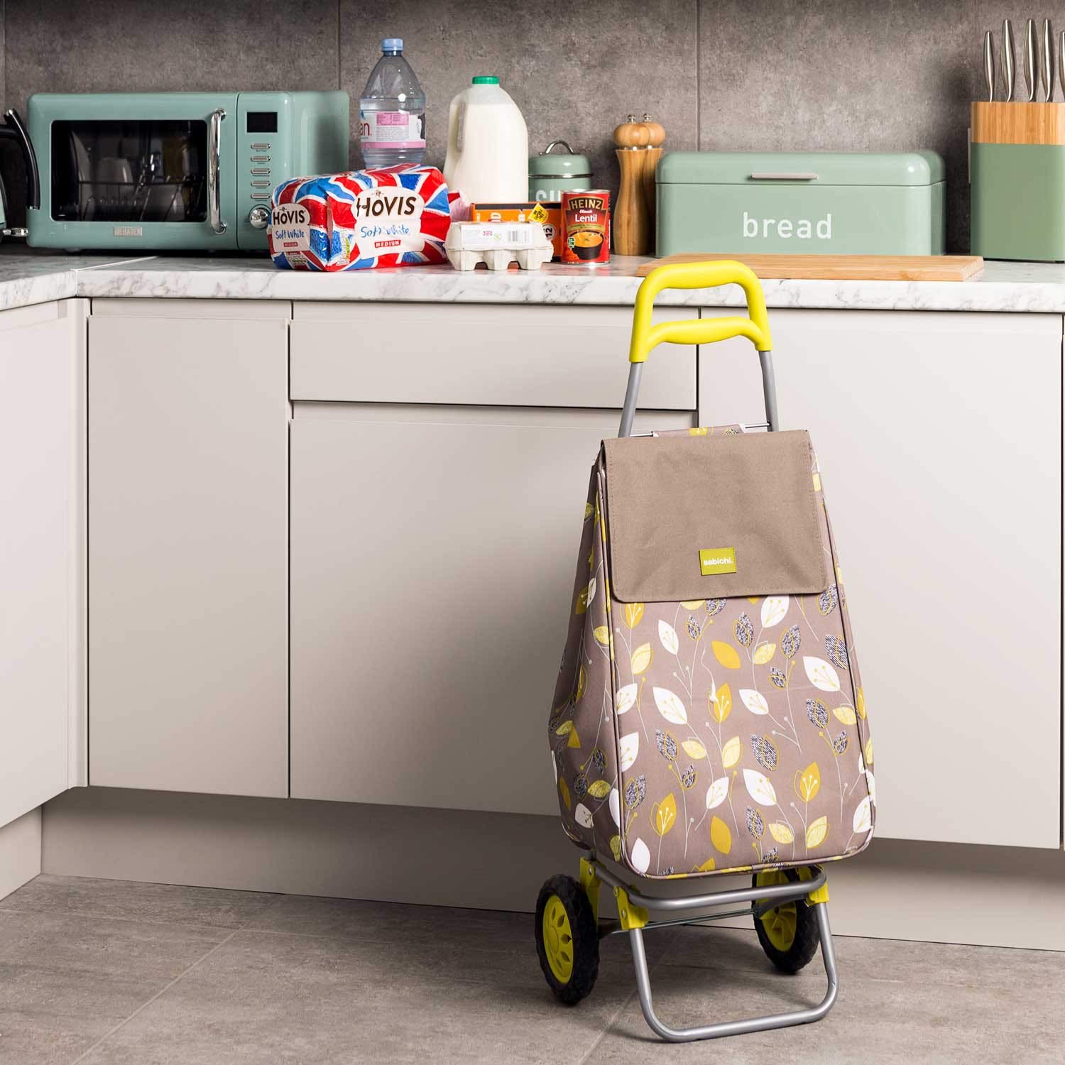 Sabichi Lemongrass Shopping Trolley - 40L Capacity, Lightweight 1.9kg, Thermal Insulated 4