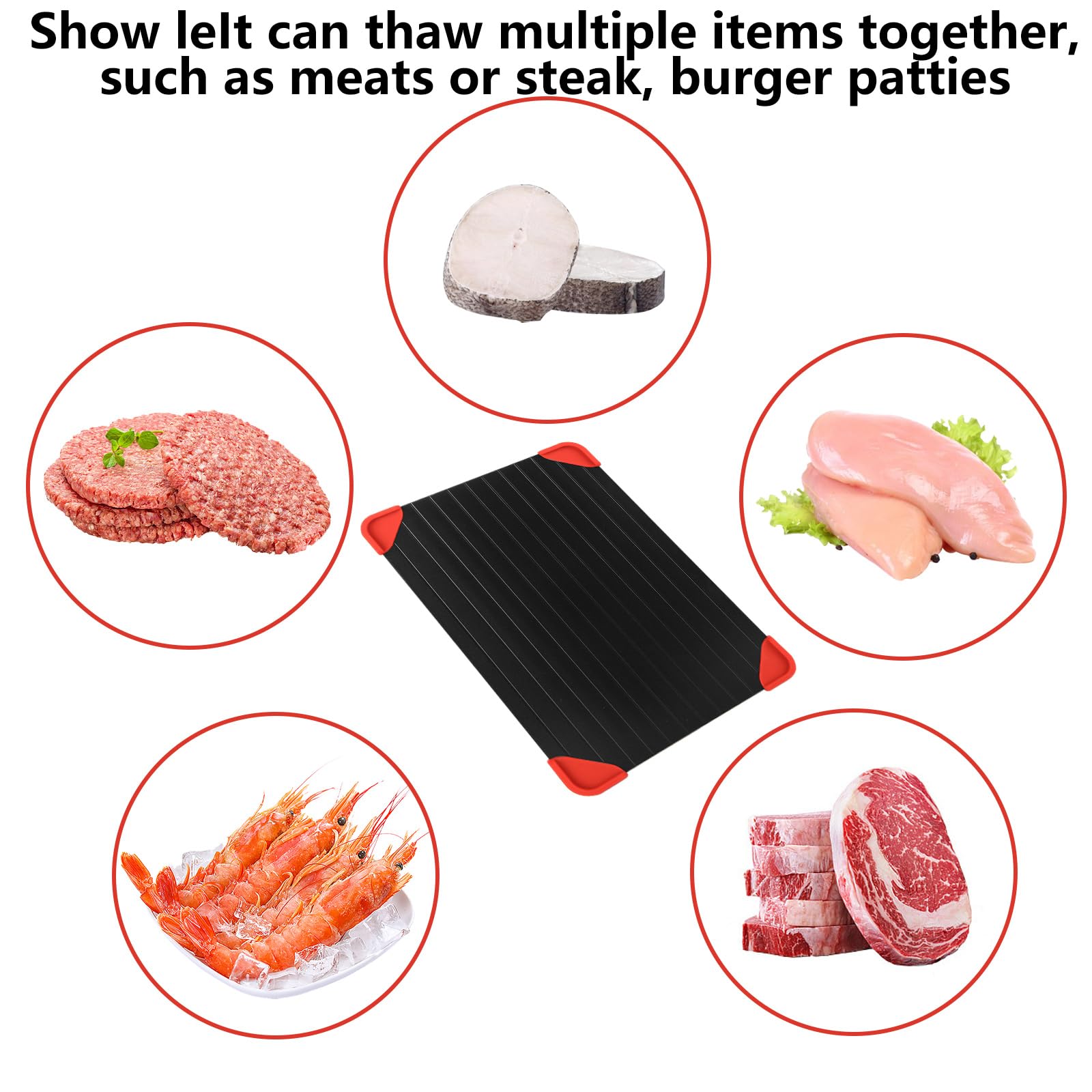 ASelected Fast Thaw Defrosting Tray - Quick Melt Plate with Drip Tray & Silicone Brush | 295 x 205 x 2 MM 7