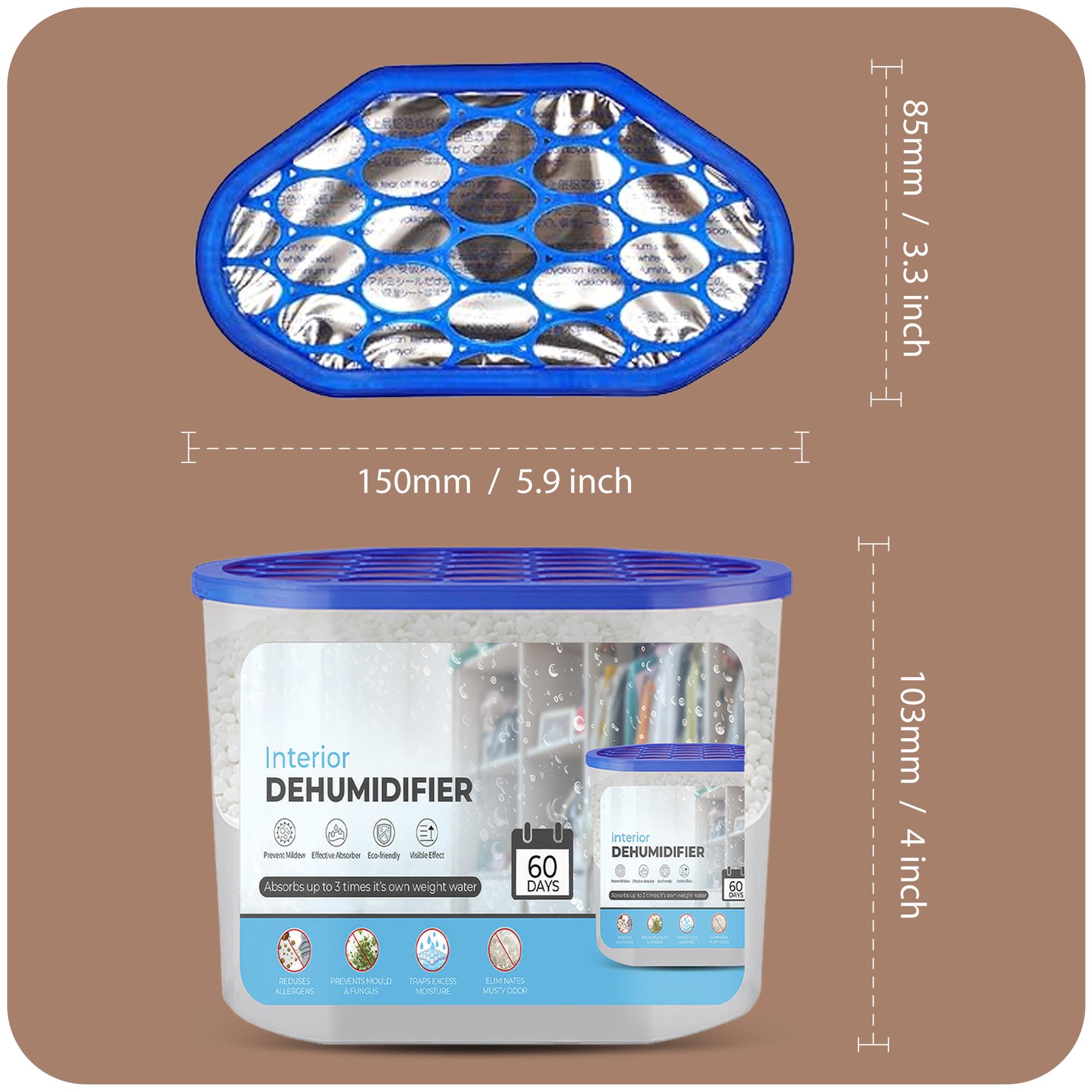 Roe Tenpo Dehumidifier - 500ml Moisture Absorber | Pack of 5 | Prevents Damp & Mould 5