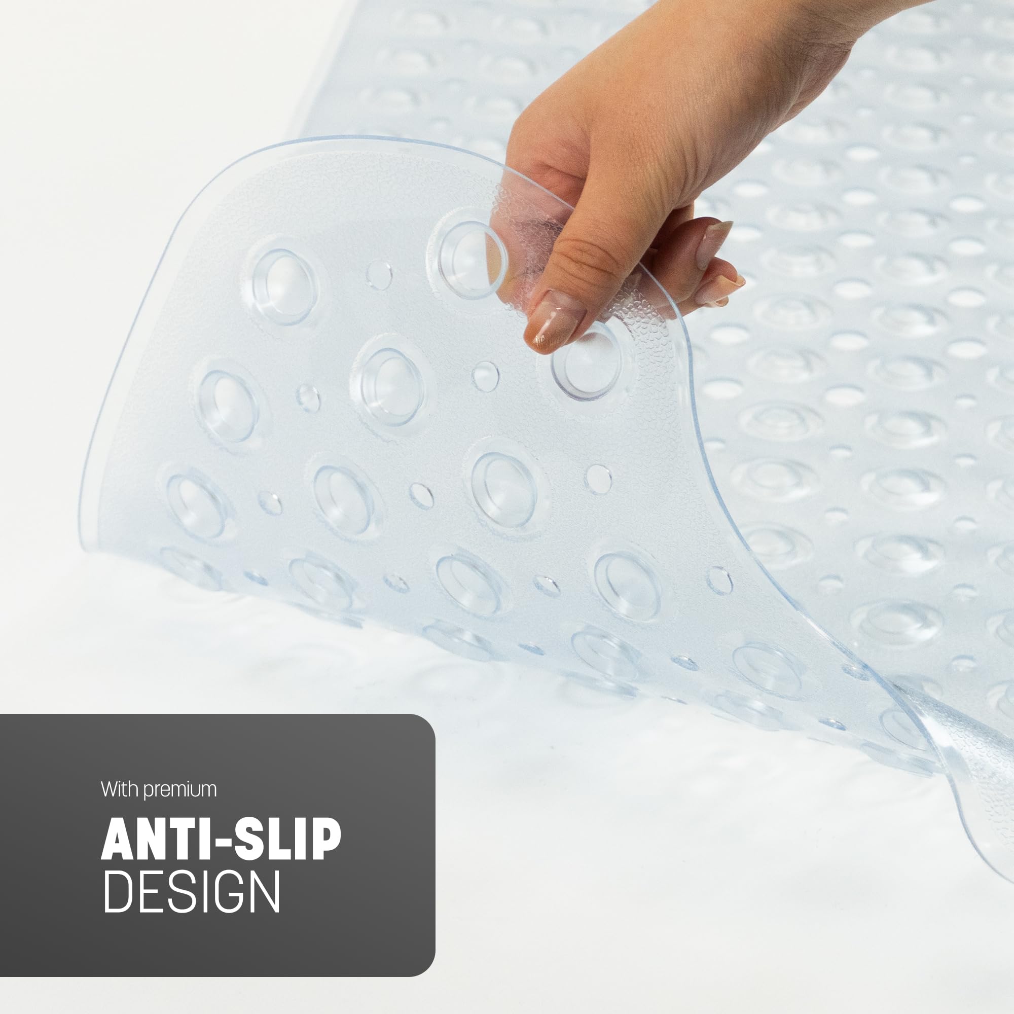 KEPLIN Non-Slip Bathtub Mat - 200 Suction Cups, 40x100cm, Clear, BPA/Latex Free 5