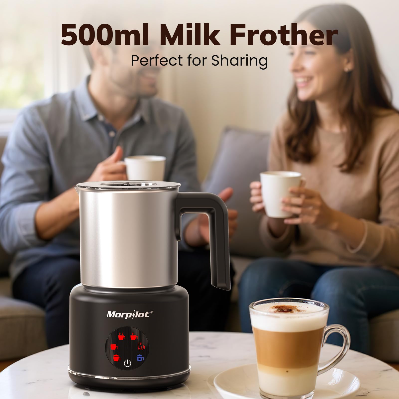 morpilot Automatic Milk Frother - 6-in-1 Functions, 500ML Capacity, Stainless Steel | Auto Shut-Off 7