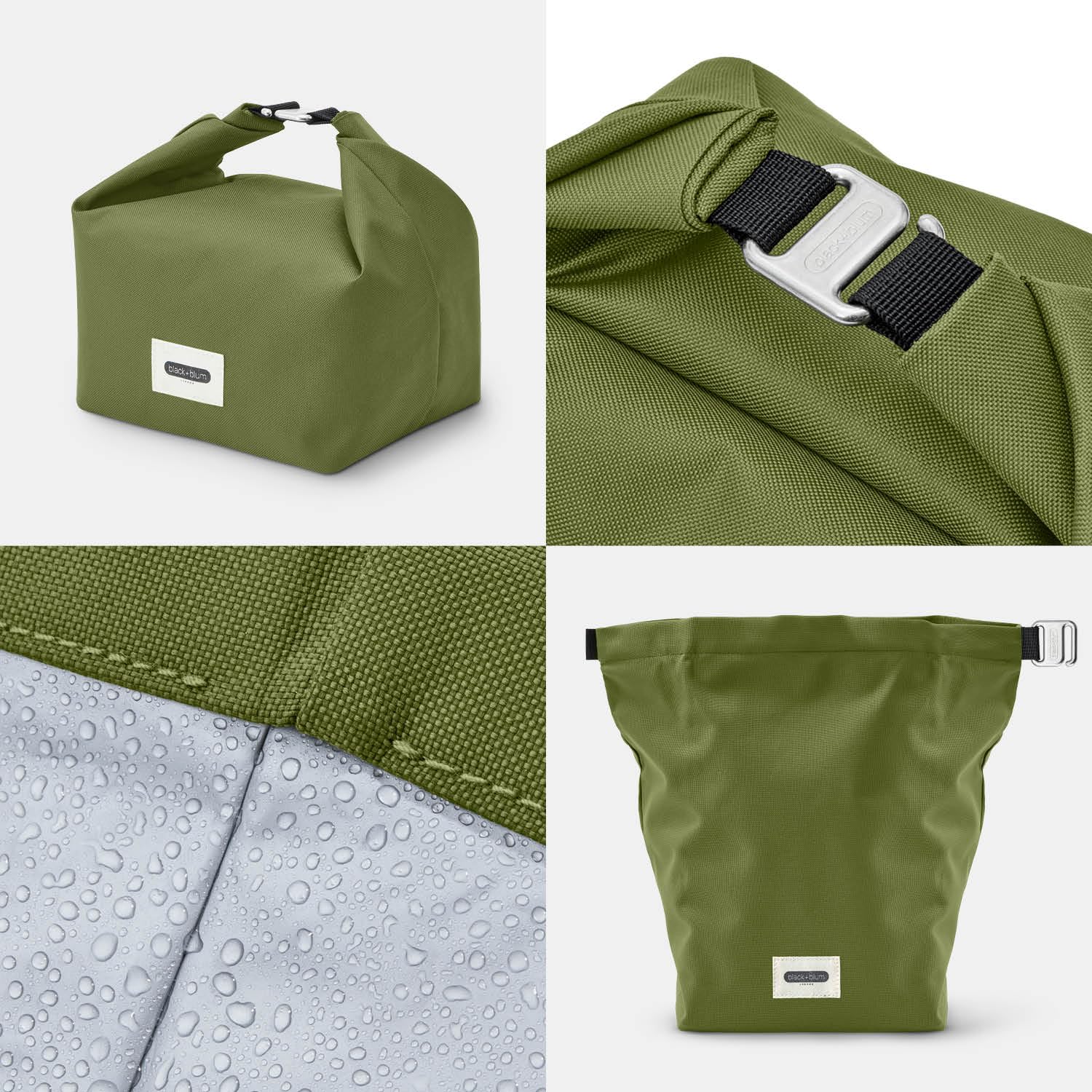 BLACK + BLUM Insulated Lunch Bag 6.7L Recycled Roll Top Cool Bag | Leak Proof | Moss Color 3