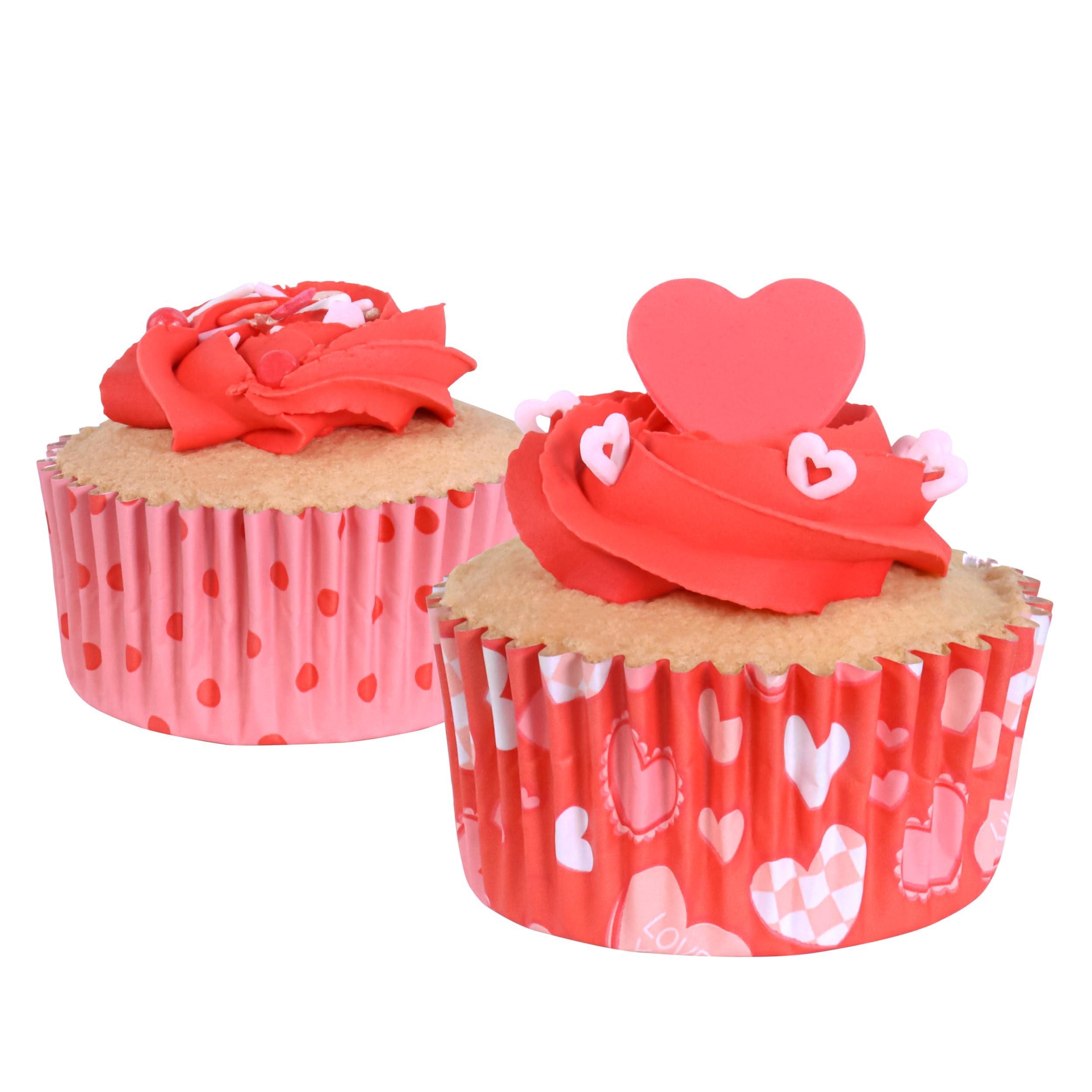 PME Valentines Foil-Lined Cupcake Cases - 60 Count | Pink & Red Heart Designs | 52x30mm 5