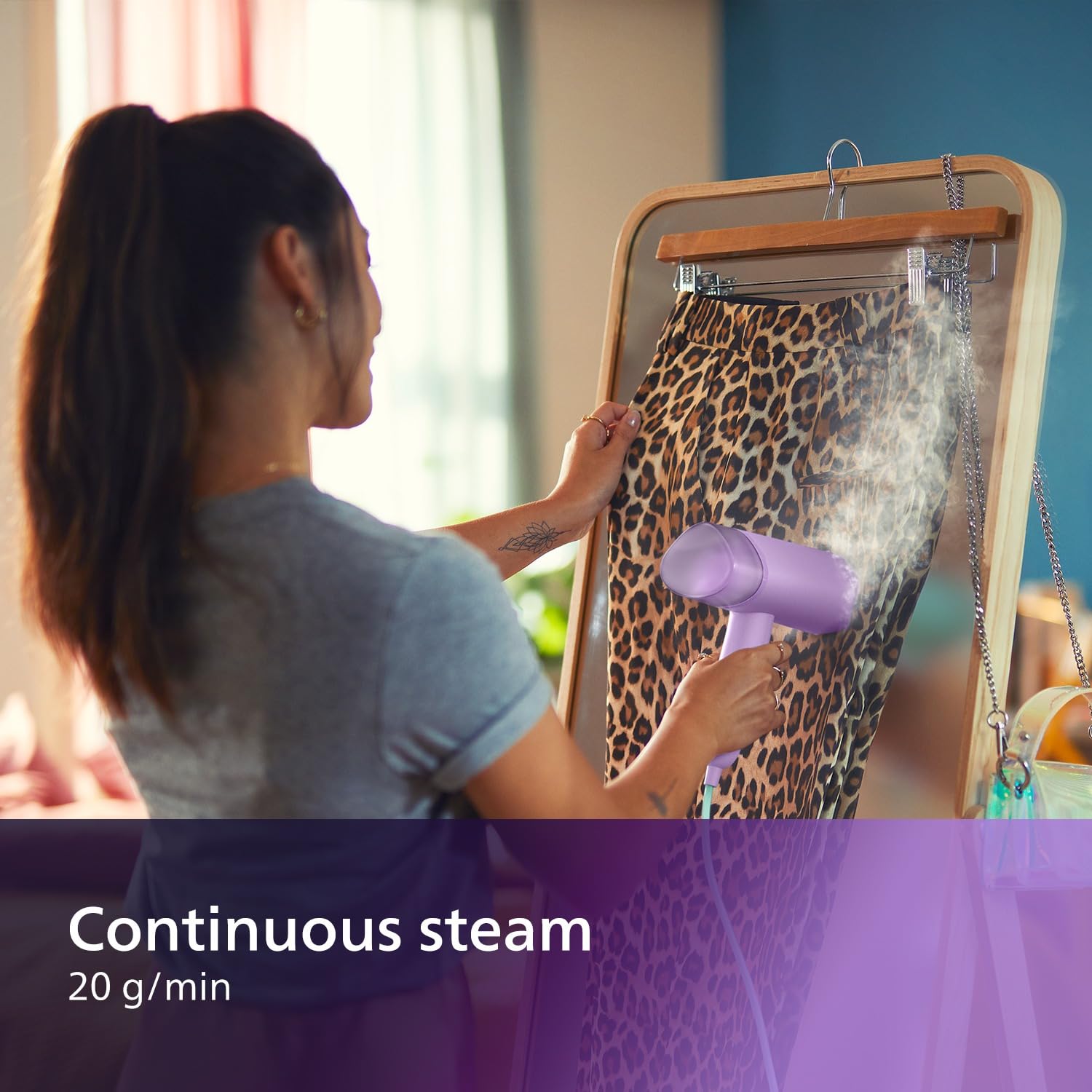 Philips 3000 Series Handheld Steamer - 1000W Power, 20 g/min Continuous Steam, 100ml Tank 4