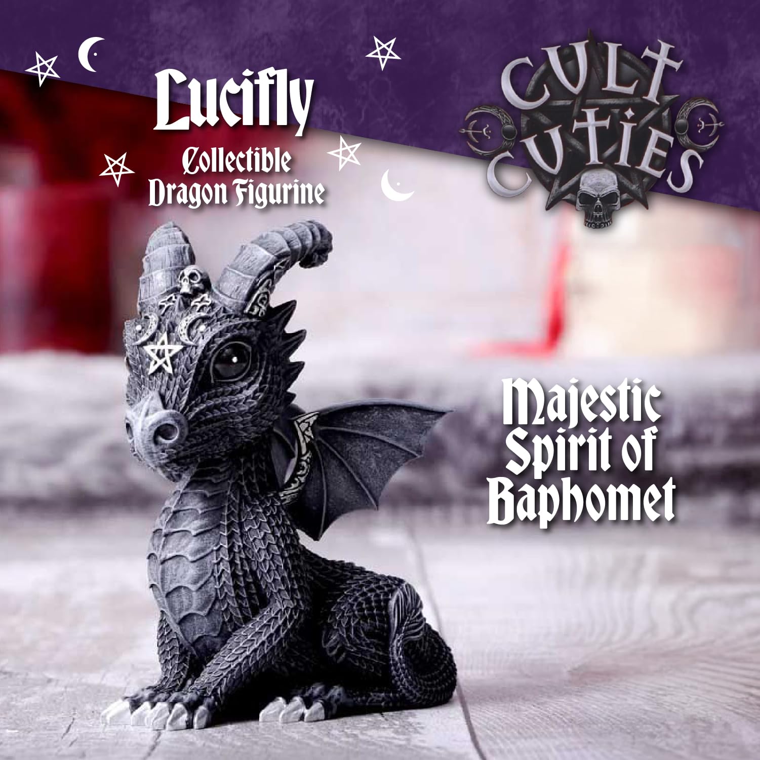 Nemesis Now Cult Cuties Lucifly Figurine - 10.7cm Horned Dragon with Silver Detailing | Resin 2