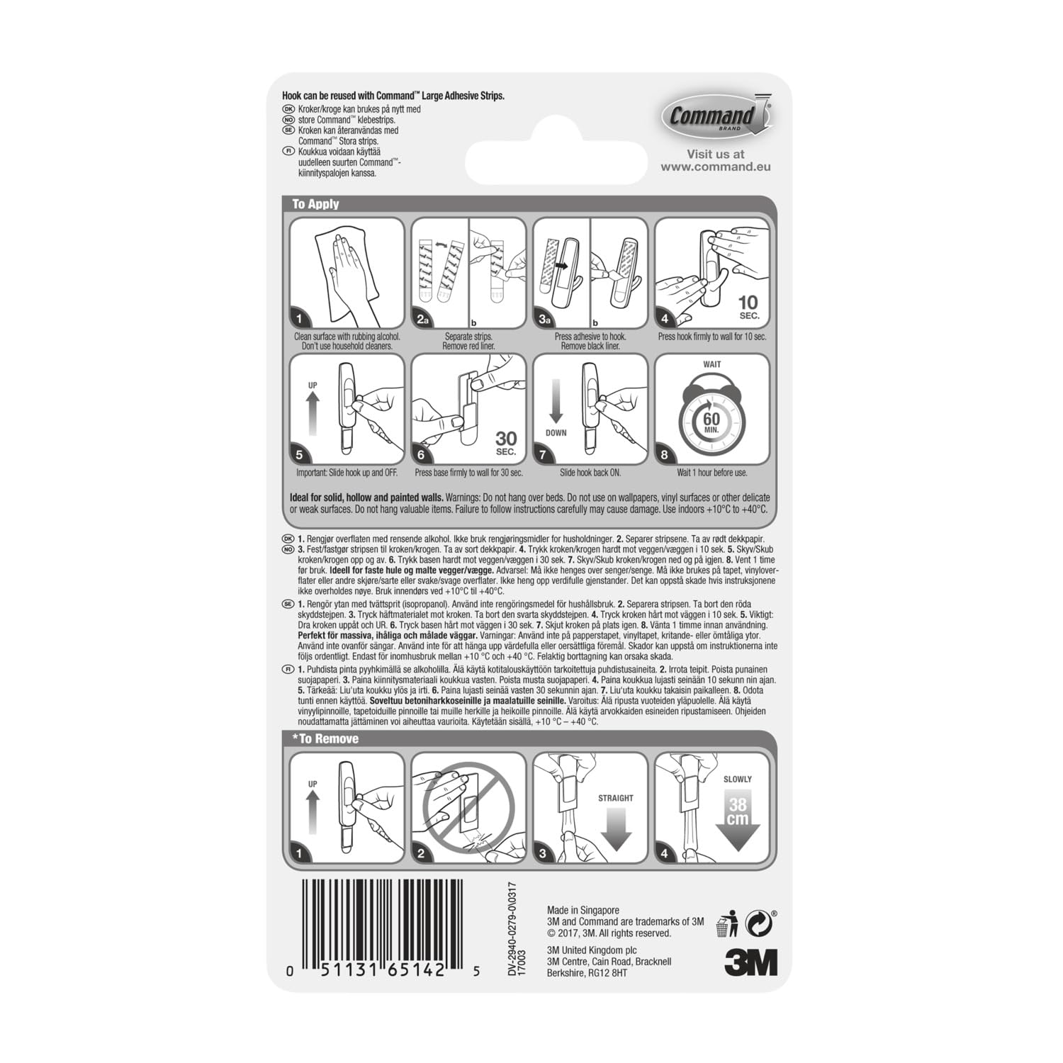 Command Large Utility Hook - Damage-Free Hanging | Holds 2.2 kg | White Plastic | 7 Hooks 9