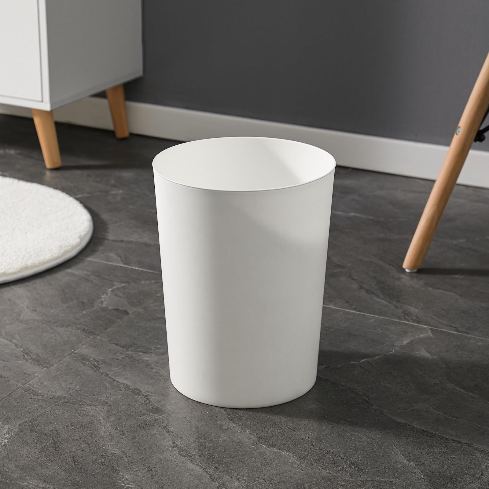 Cetomo 7.2L Plastic Waste Paper Bin - Set of 3 | Compact & Lightweight | White 4