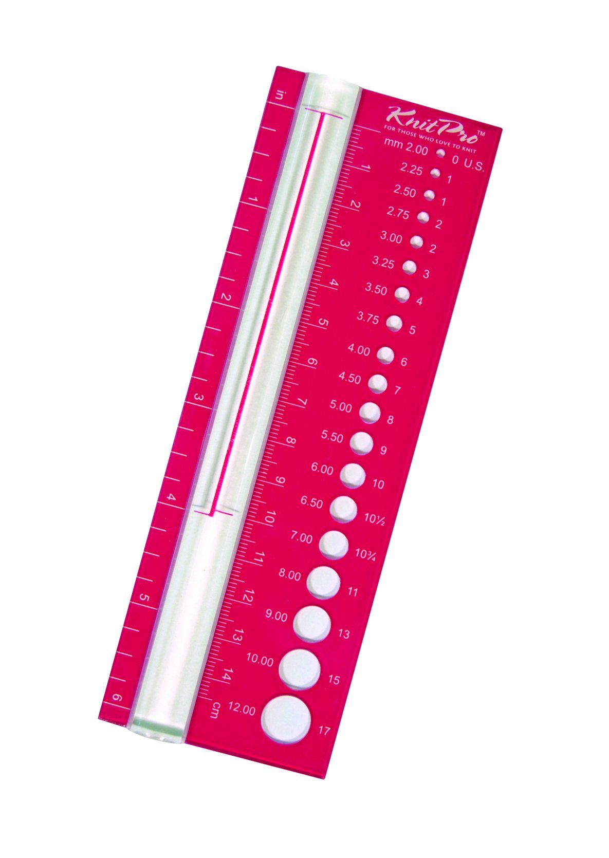 KnitPro Needle View Sizer KP10701 - Measures 2.25mm to 12mm Needles | Acrylic Gauge with CM/Inch Ruler 1