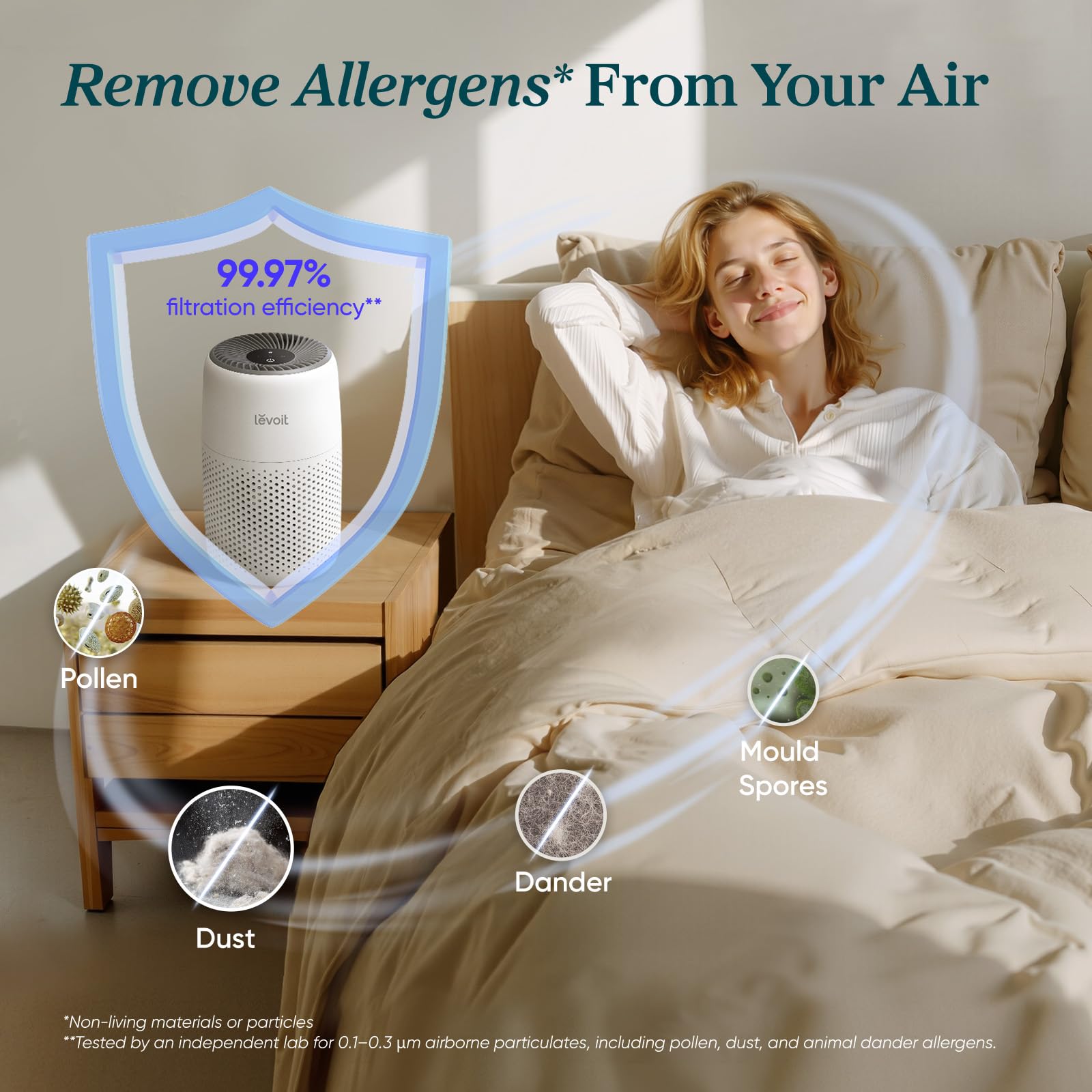 Levoit Core Mini Air Purifier for Home & Bedroom | 3-Layer HEPA Filter | 34㎡ Coverage | Aroma Pad 3