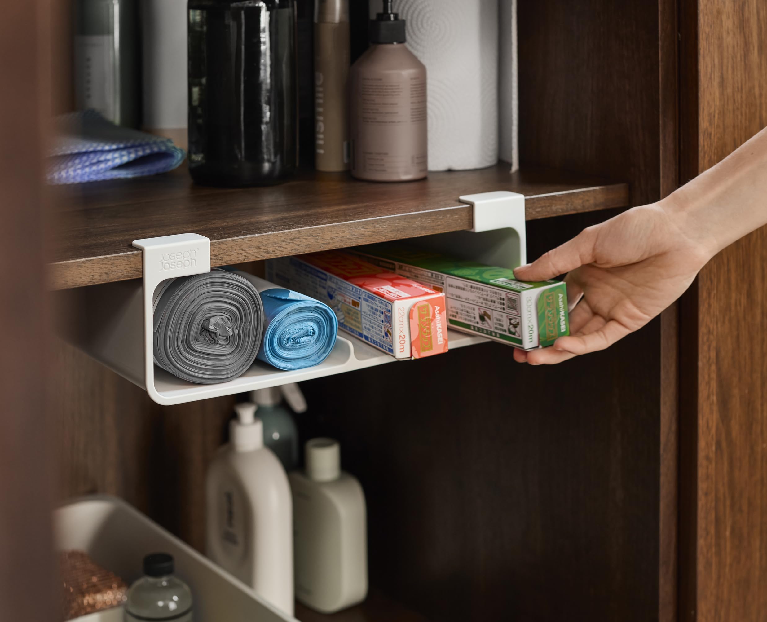 Joseph Joseph CupboardStore Large Under-Shelf Organiser - Space Saving, Recycled Plastic, Tool-Free Install 3