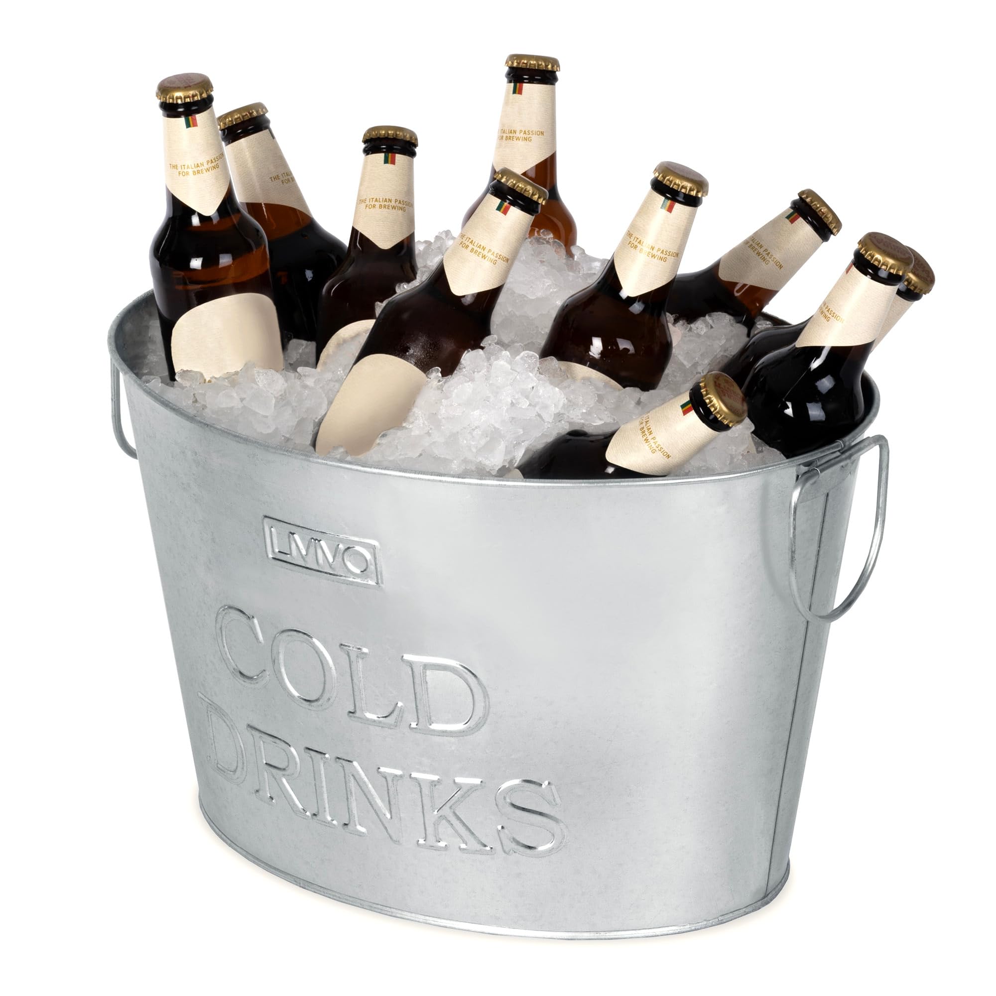 LIVIVO Galvanised Steel Ice Bucket - 24L Capacity with Handles | Portable | Steel Color 2
