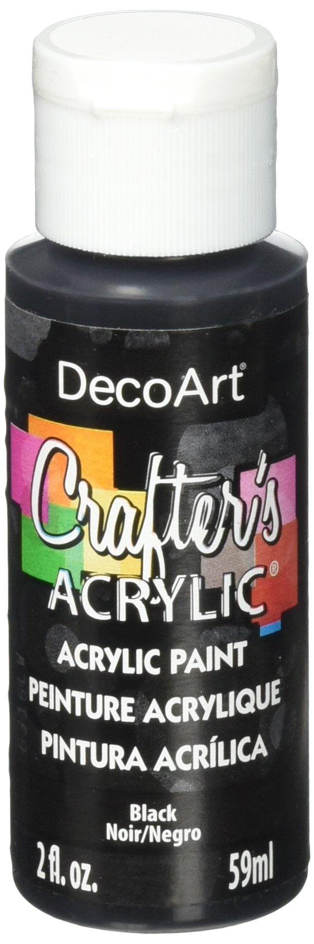 DecoArt Crafter's Acrylic Paint - Black | Fast-Drying | 59ml Liquid 1