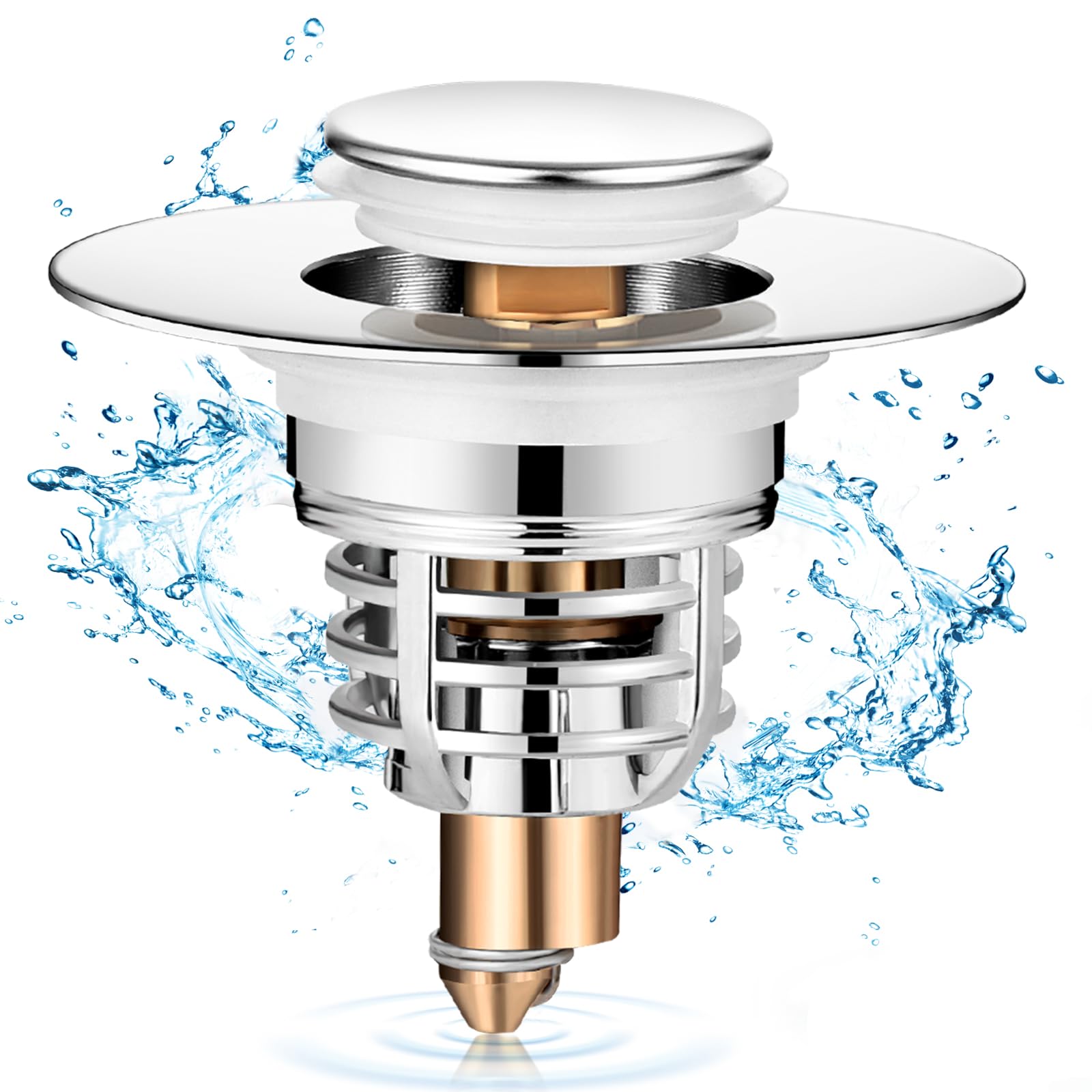 Diboniur Universal Sink Stopper - Pull Type Plug with Anti-Clogging Basket | Fits 32-41mm Drains 1