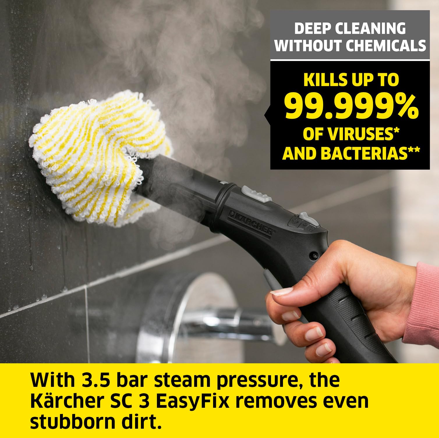 Kärcher SC 3 EasyFix Steam Cleaner - 1900W Power, 3.5 bar Pressure, 1L Tank, 75m² Coverage 2