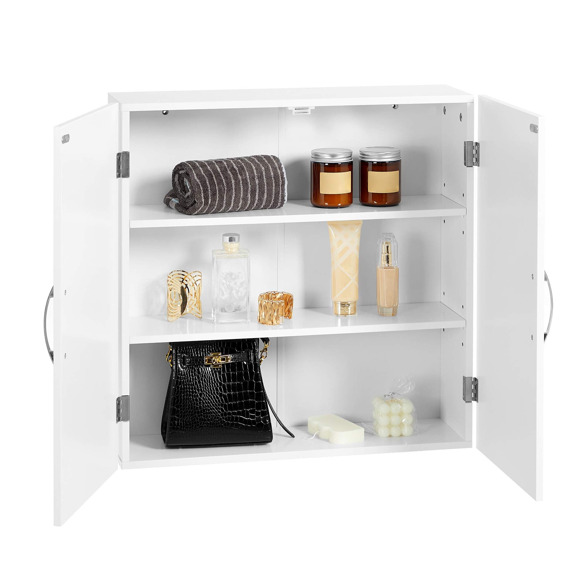 VASAGLE Bathroom Wall Cabinet - Cloud White | Adjustable Shelves | Wall-Mounted Storage | 60x18x60 cm 5