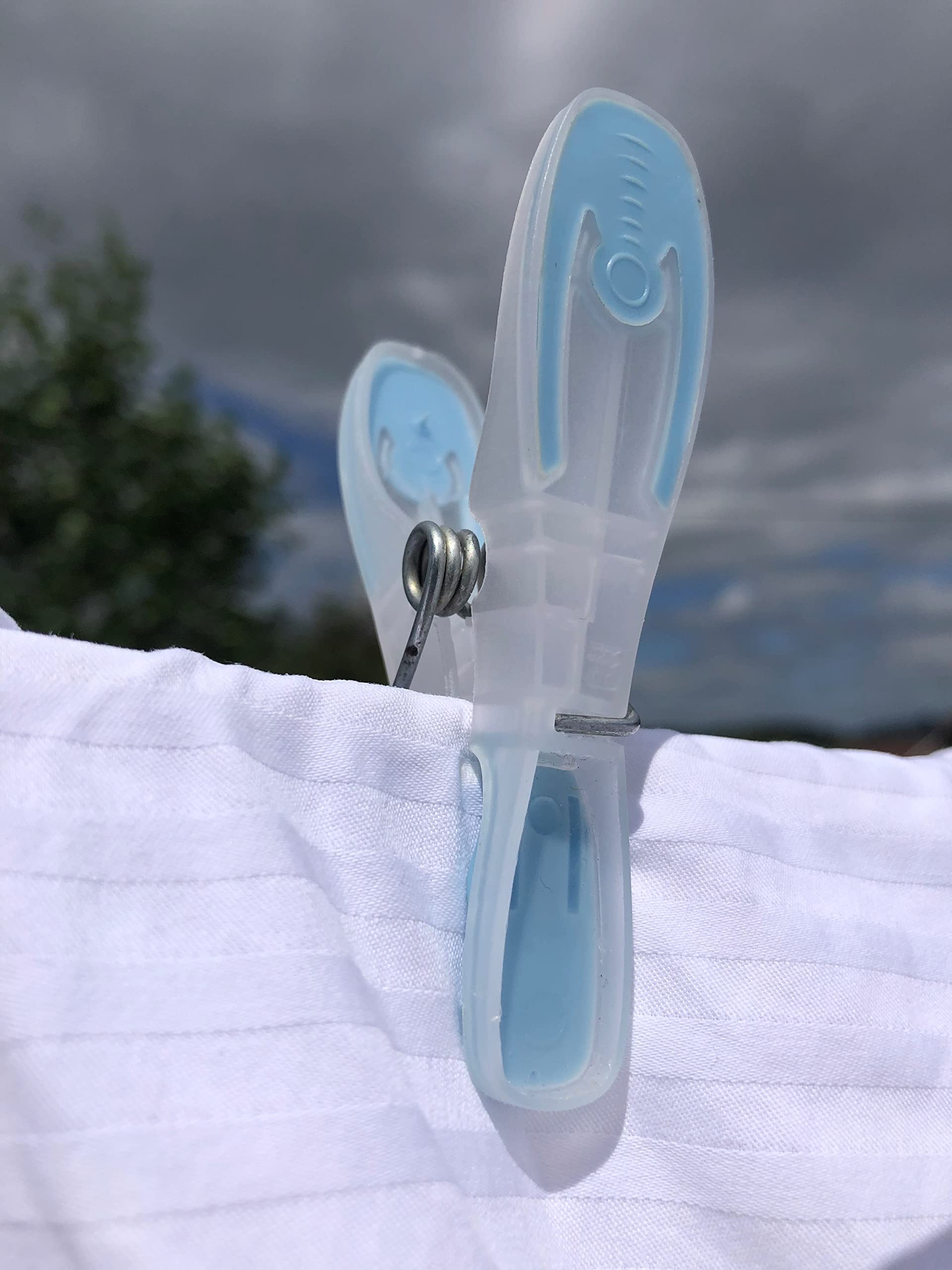 Addis Large Plastic Laundry Pegs - Soft Clip Design | Pack of 20 | Clear Blue 4