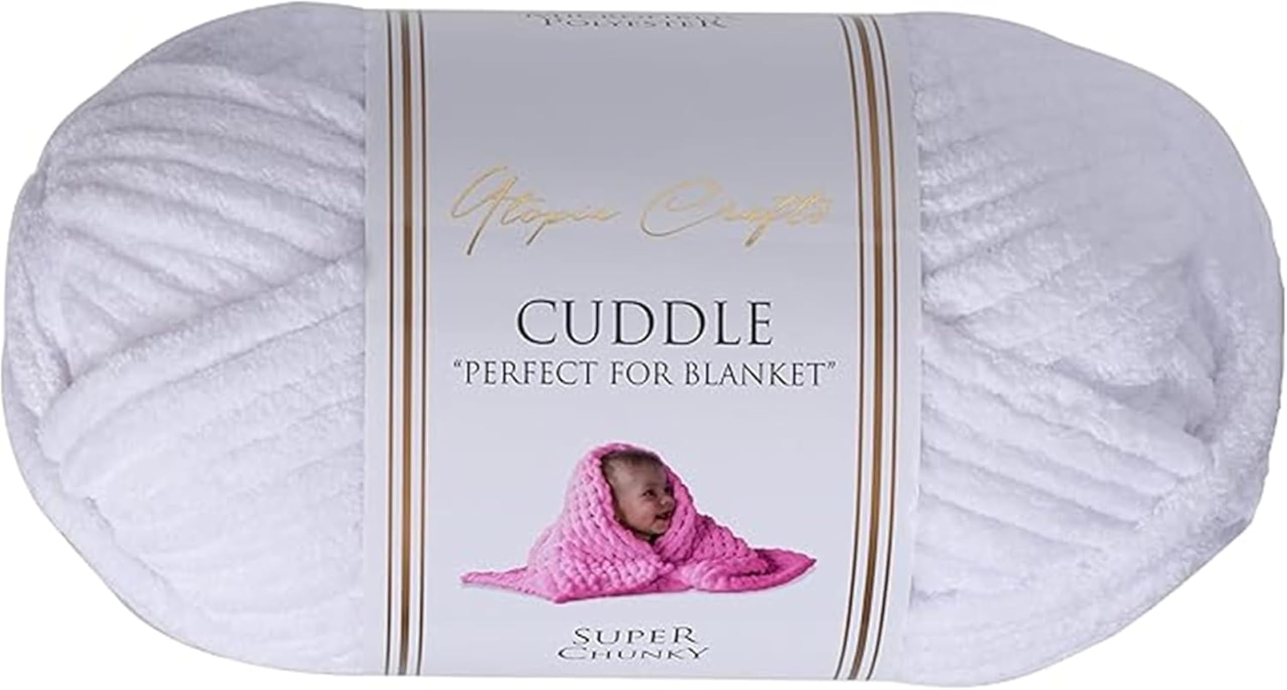 Utopia Crafts Cuddle Super Chunky Chenille Yarn - White, 100g Skein | Machine Washable Polyester 1