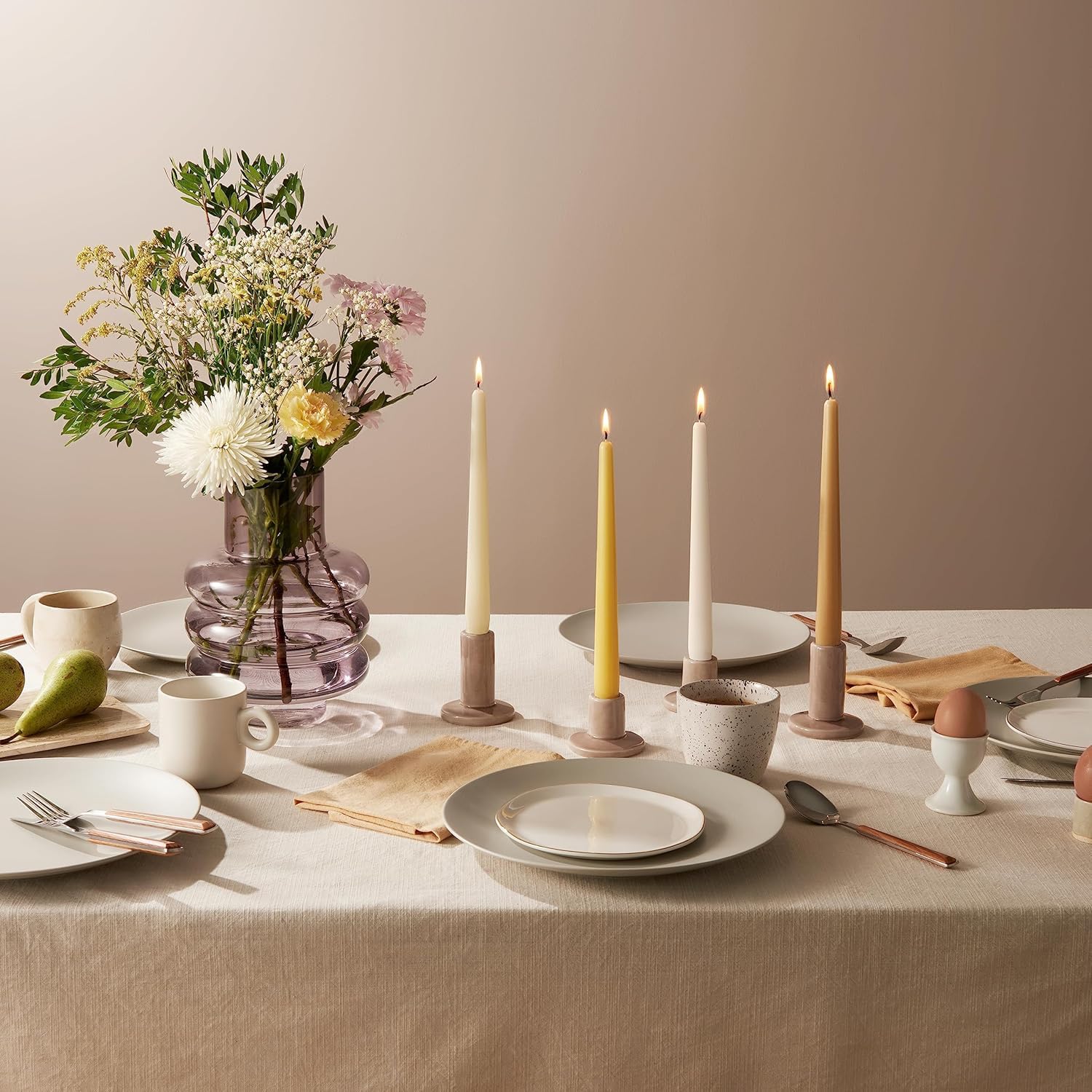 BOLSIUS Tapered Dinner Candles - White - 8 Pack - 24.5 cm - 7 Hour Burn Time - Unscented Vegan Wax 4