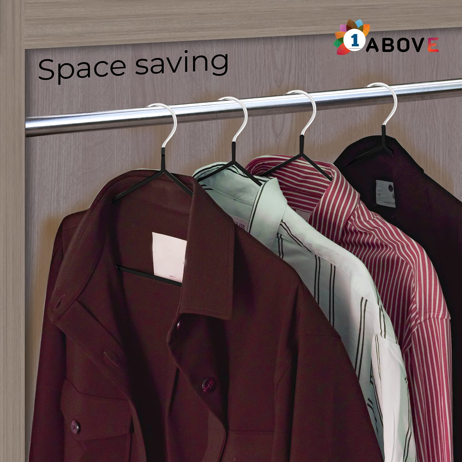 1ABOVE 25 Pack Rubber Coated Metal Hangers - Heavy Duty Space Saving Non-Slip | 0.4cm Thin Profile 5