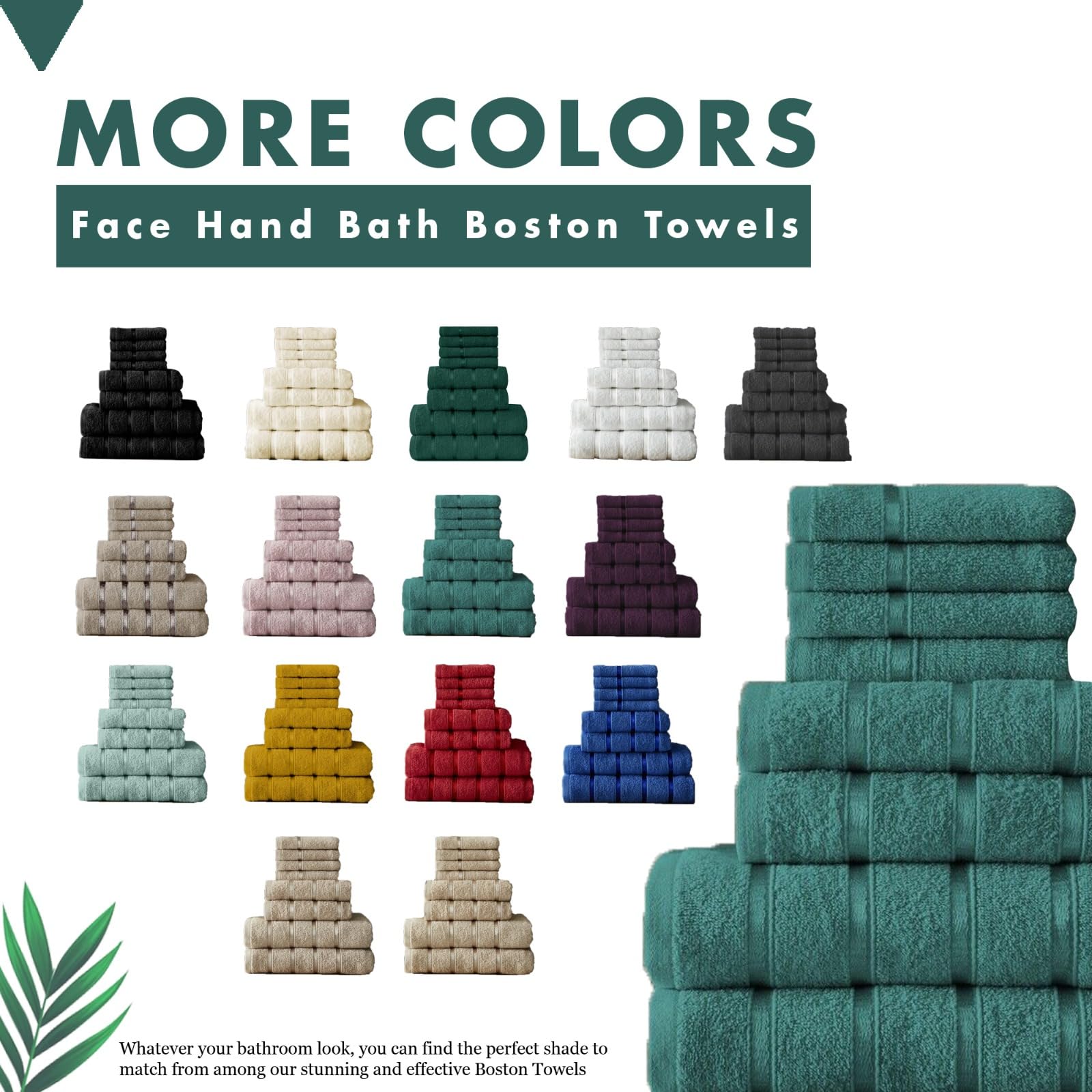 FAIRWAYUK Boston 8-Piece Towel Bale Set - 100% Egyptian Cotton, Super Soft, Teal 5