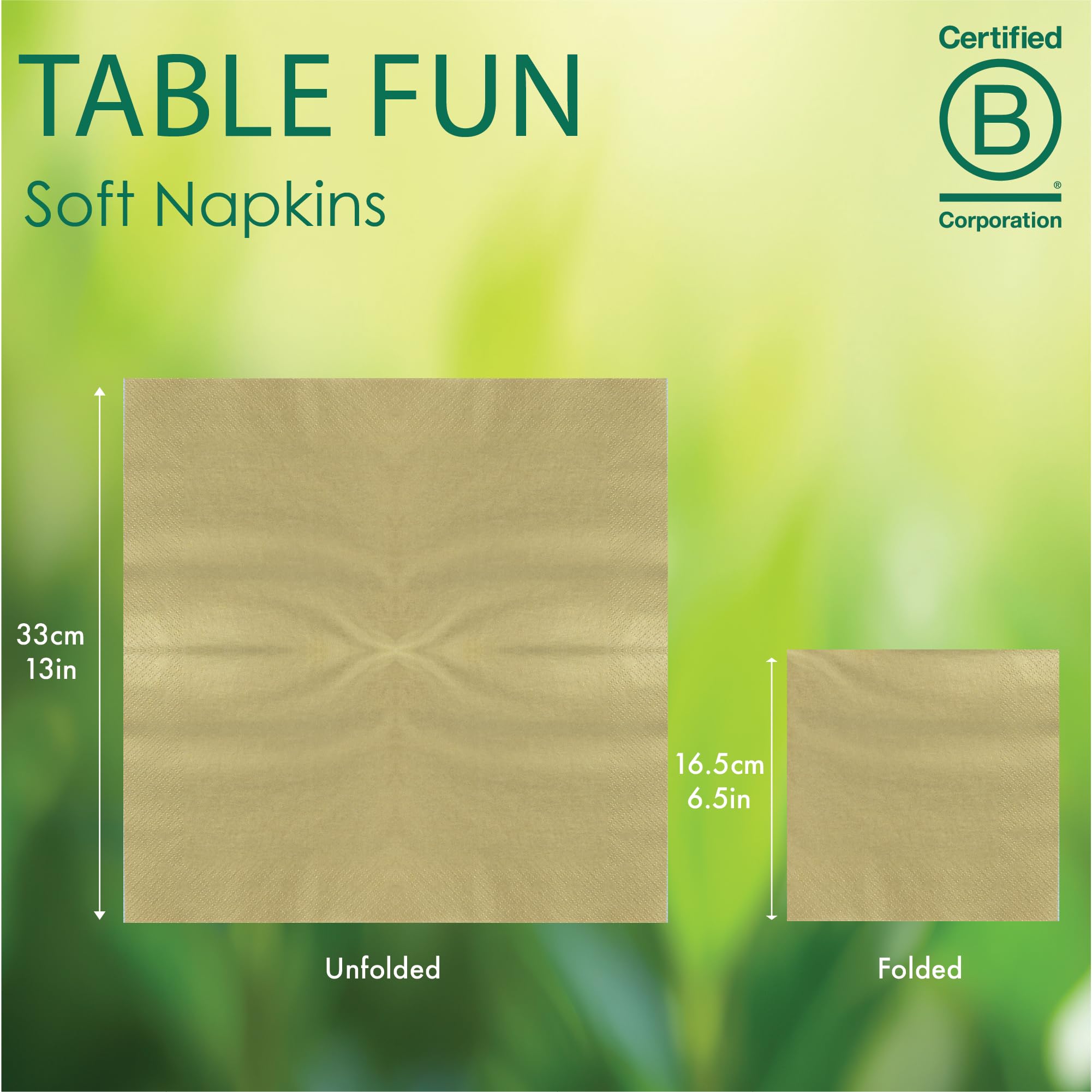 Talking Tables Soft Gold Paper Napkins - 100 Pack, 2ply, 33cm Unfolded | Quilted Diamond Pattern 3